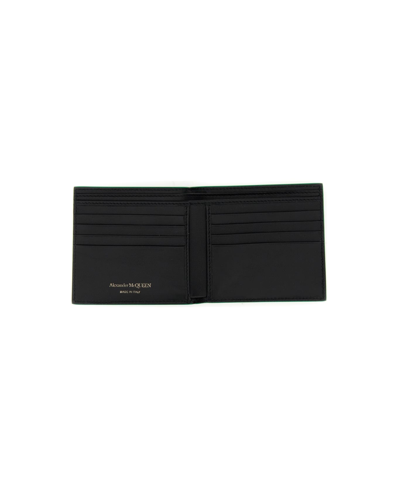 Alexander McQueen Leather Wallet With Logo - GREEN