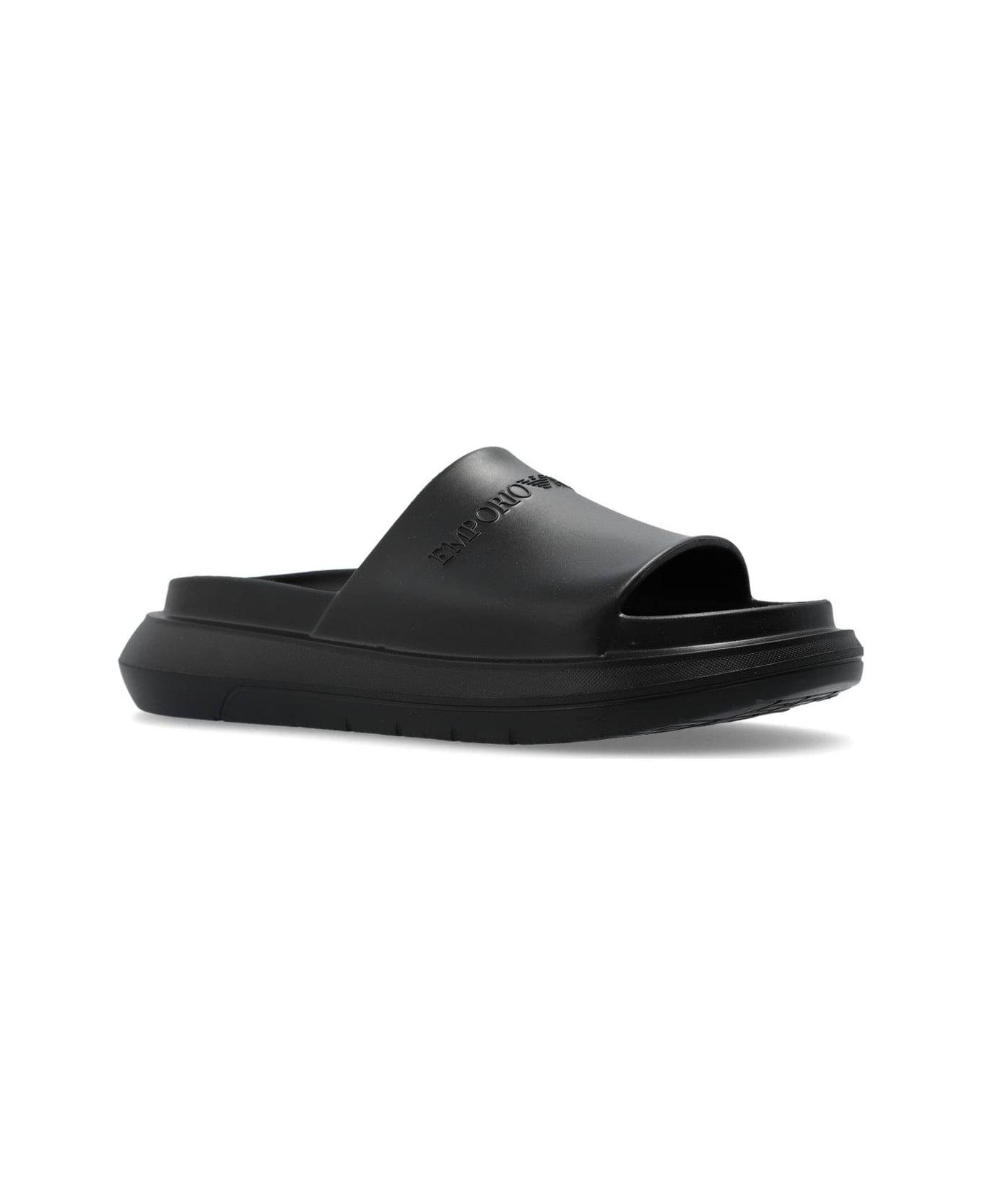 Emporio Armani Rubber Slides - Black