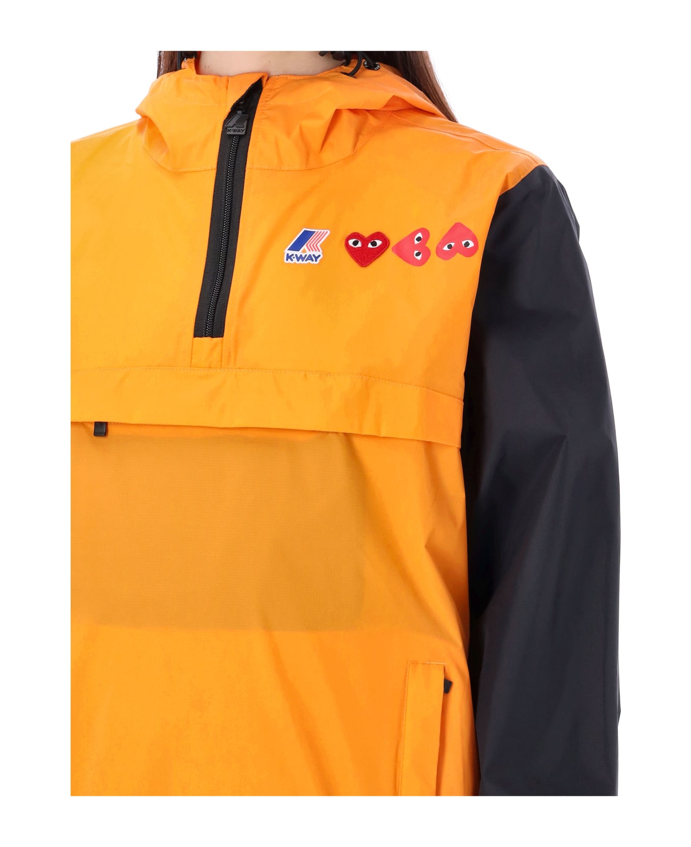 Comme des Garçons Play Bicolor Waterproof Hooded Jacket - ORANGE BLACK ジャケット