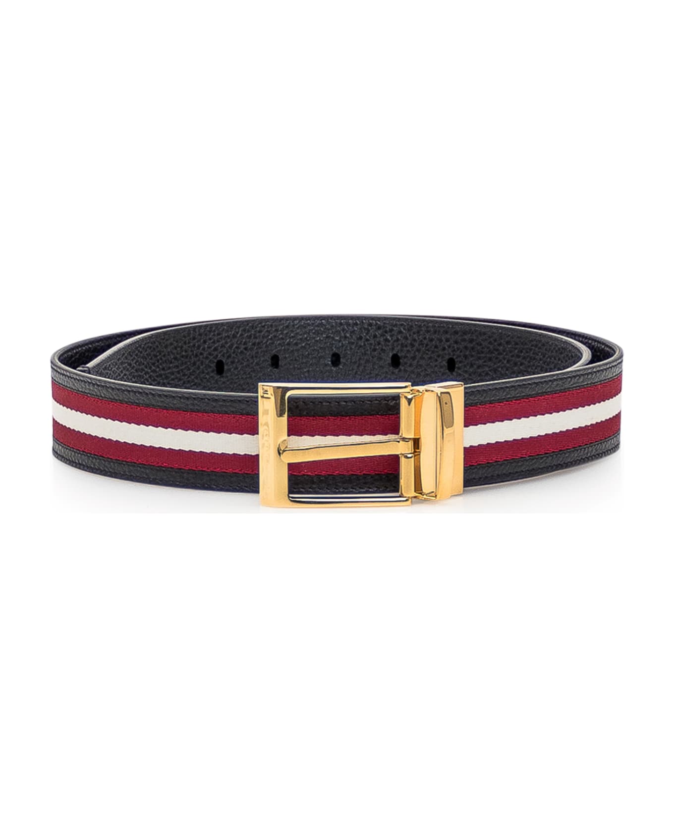 Bally Leather Belt - BLACK+RED/BONE+PALL