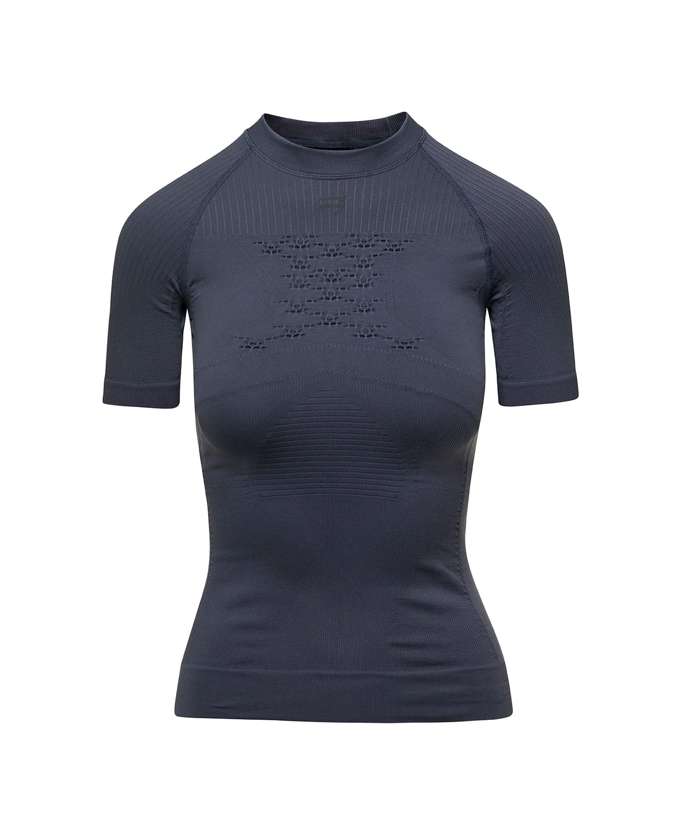 Balenciaga 'energy Accumulator' Dark Grey Fitted T-shirt With Perforated Details In Stretch Polyamide Woman - Grey