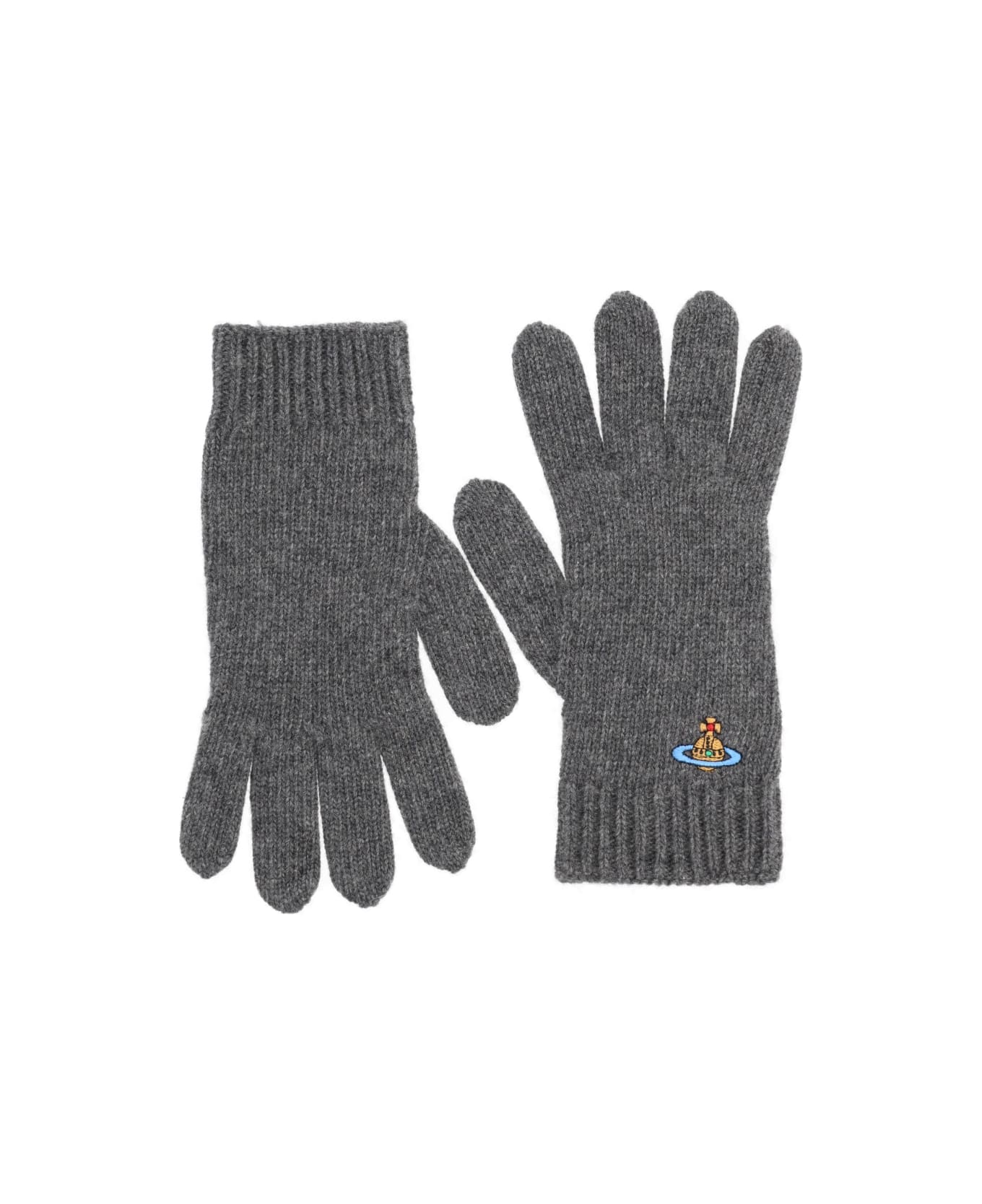 Vivienne Westwood Gloves With Orb Embroidery - GREY