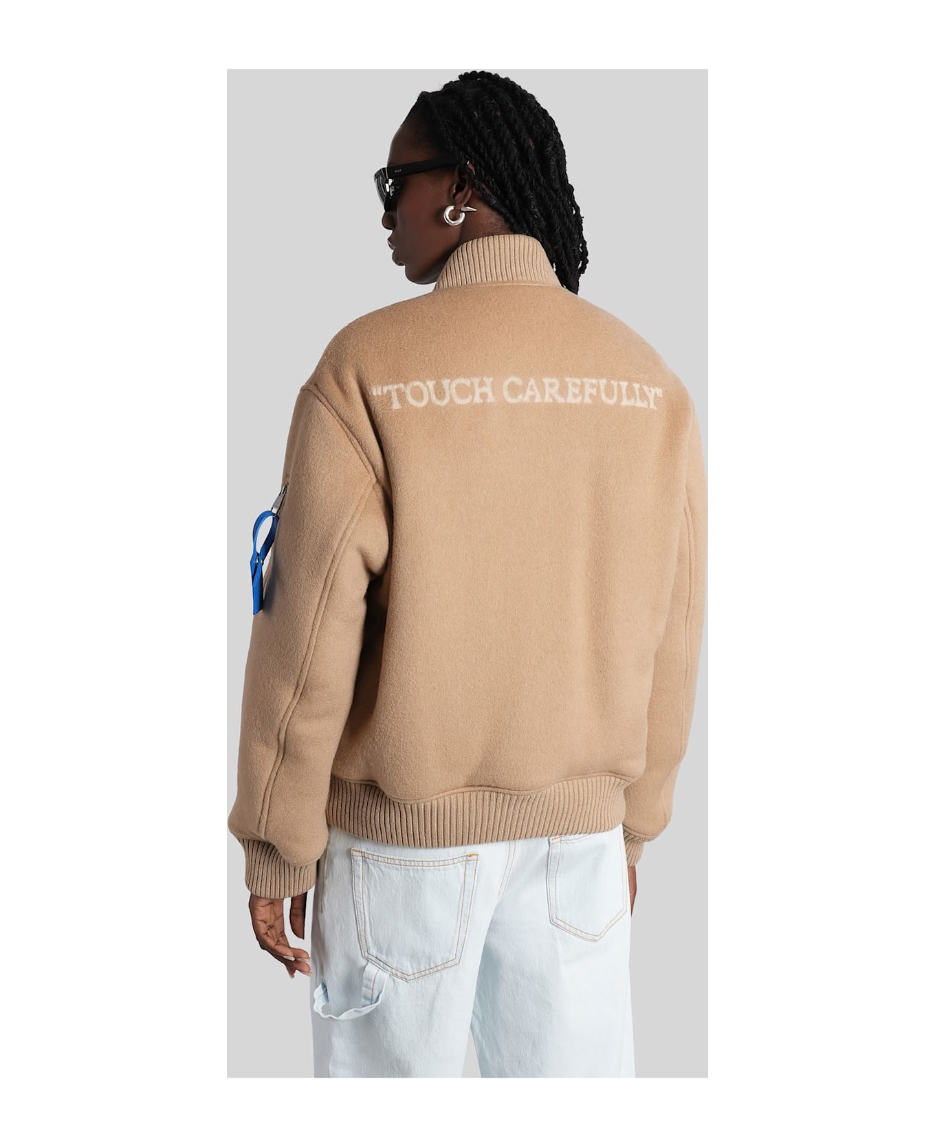 Off-White Bomber Jacket In Beige Cashmere - beige