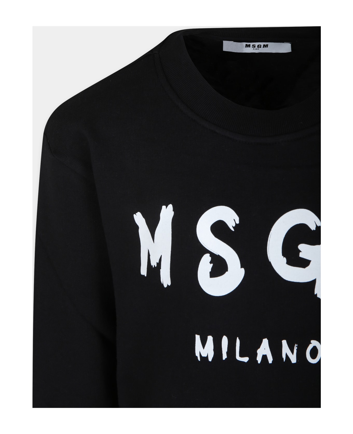 MSGM Black Sweashirt For Kids With Logo - Black ニットウェア＆スウェットシャツ