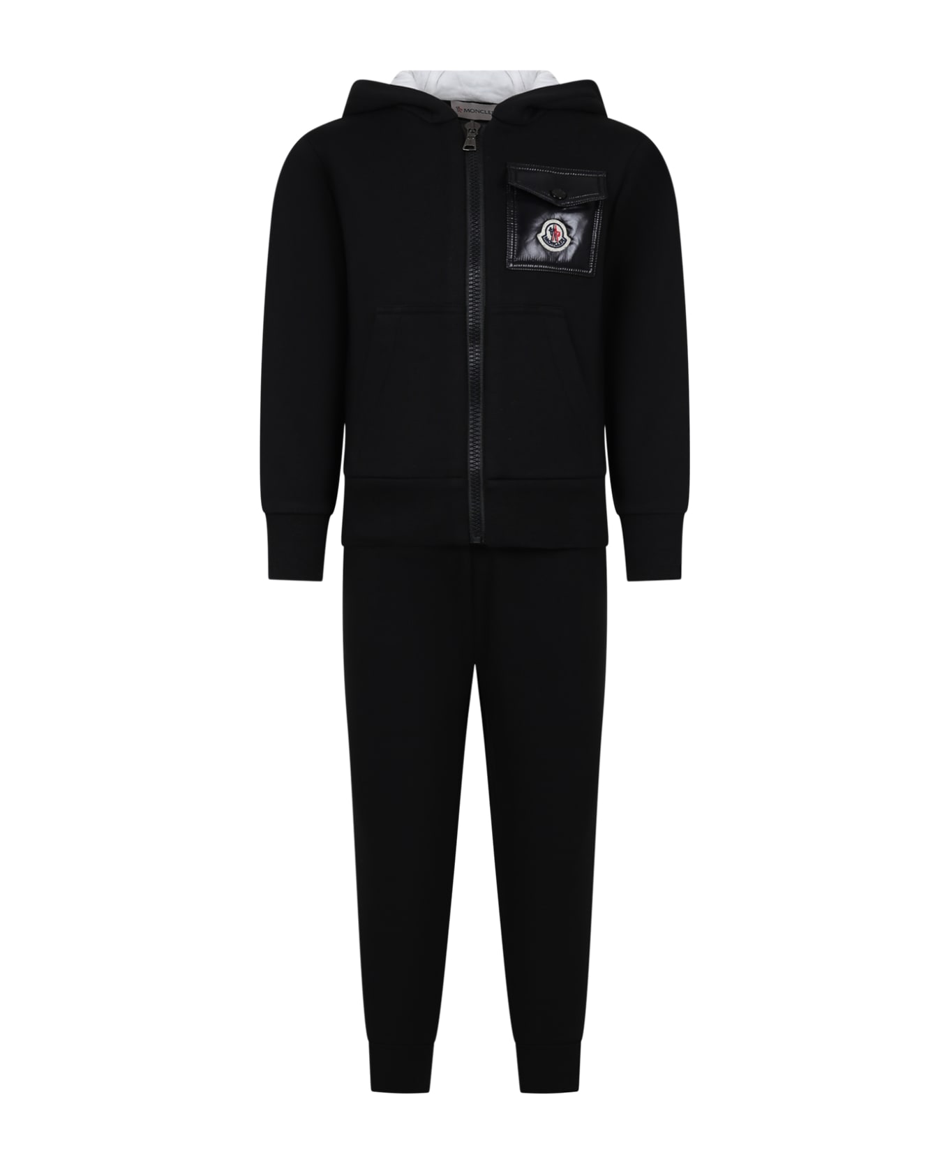 Moncler Black Set For Boy With Logo - Black ボトムス