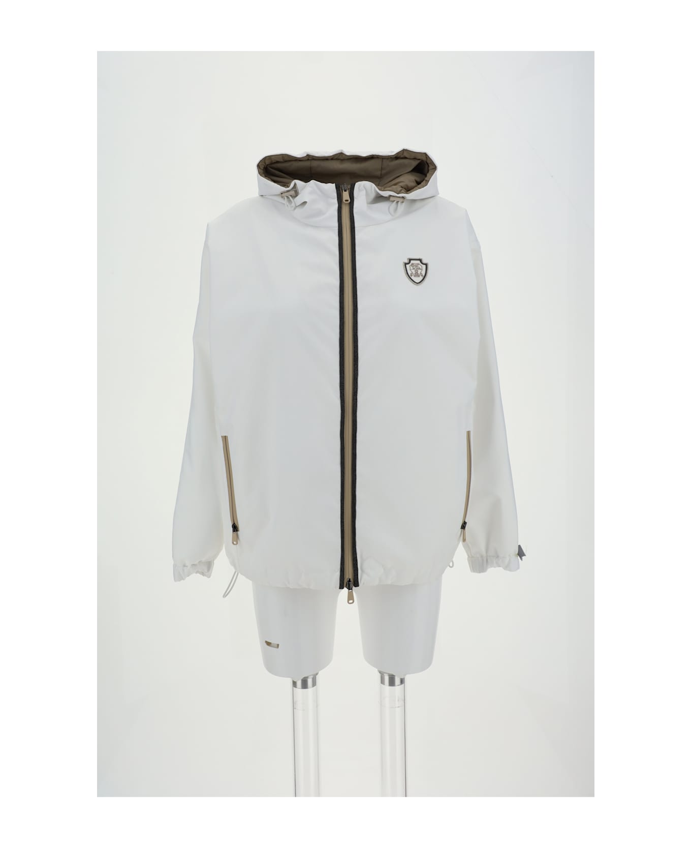 Brunello Cucinelli Waterproof Jacket With Hood - Bianco + Rovescio Bianco