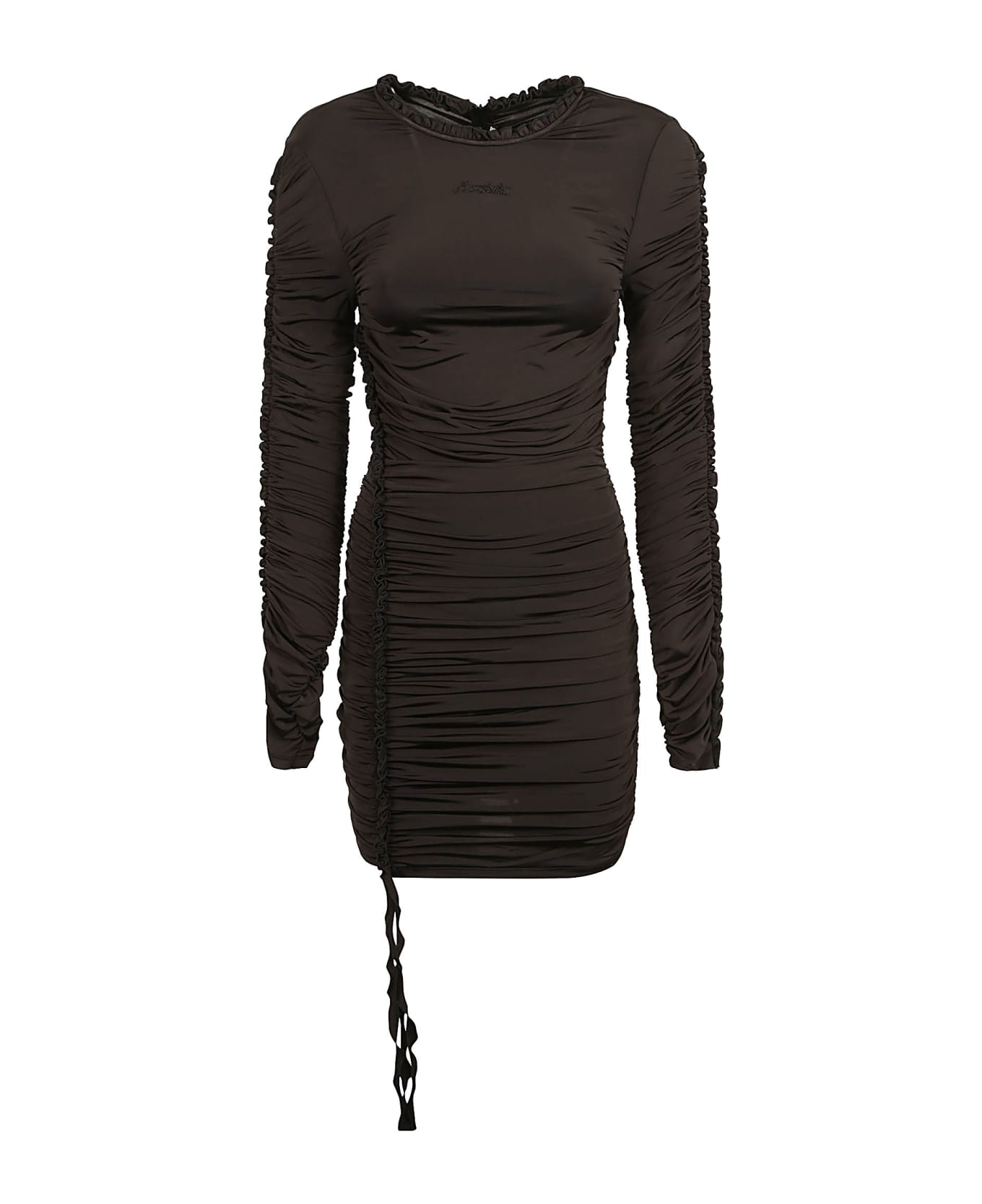 Rotate by Birger Christensen Slinky Mini Ruffle Dress - Black
