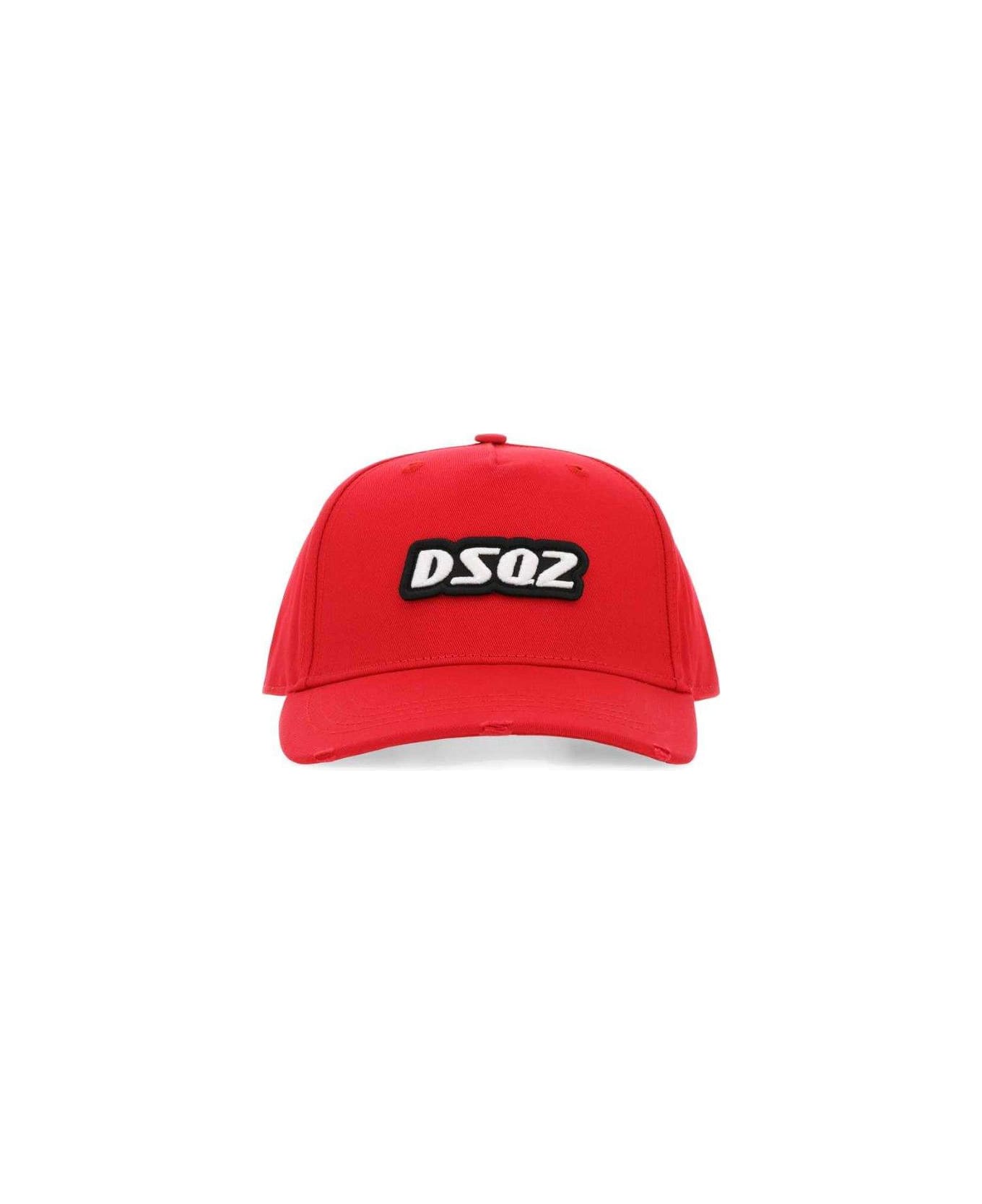 Dsquared2 Logo-embroidered Distressed Baseball Cap - Red
