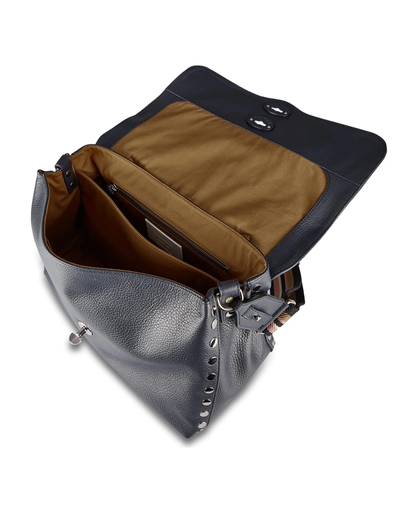 Zanellato Postina Daily Day Leather Bag With Shoulder Strap - DARK NAVY