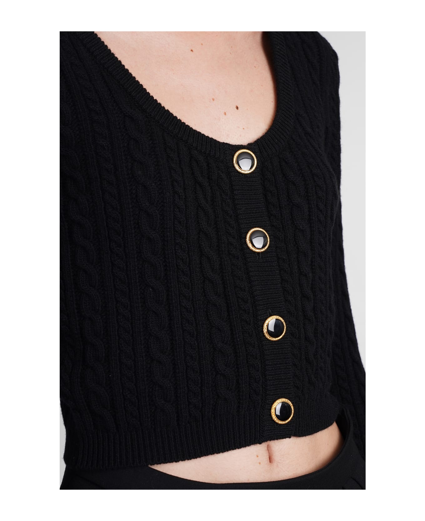 Alessandra Rich Cardigan In Black Wool - black