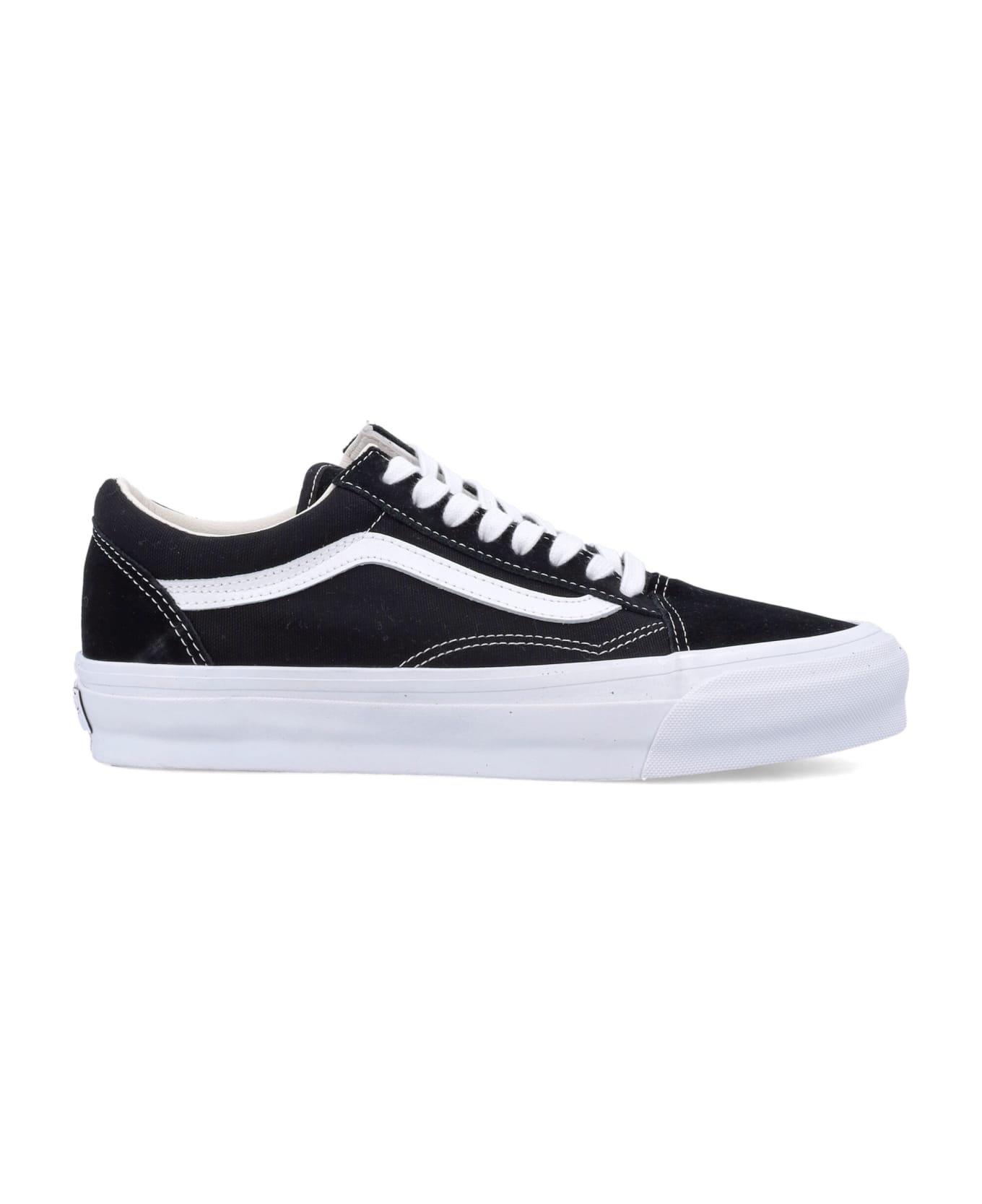 Vans Black Canvas Old Skool Shoes - BLACK WHITE