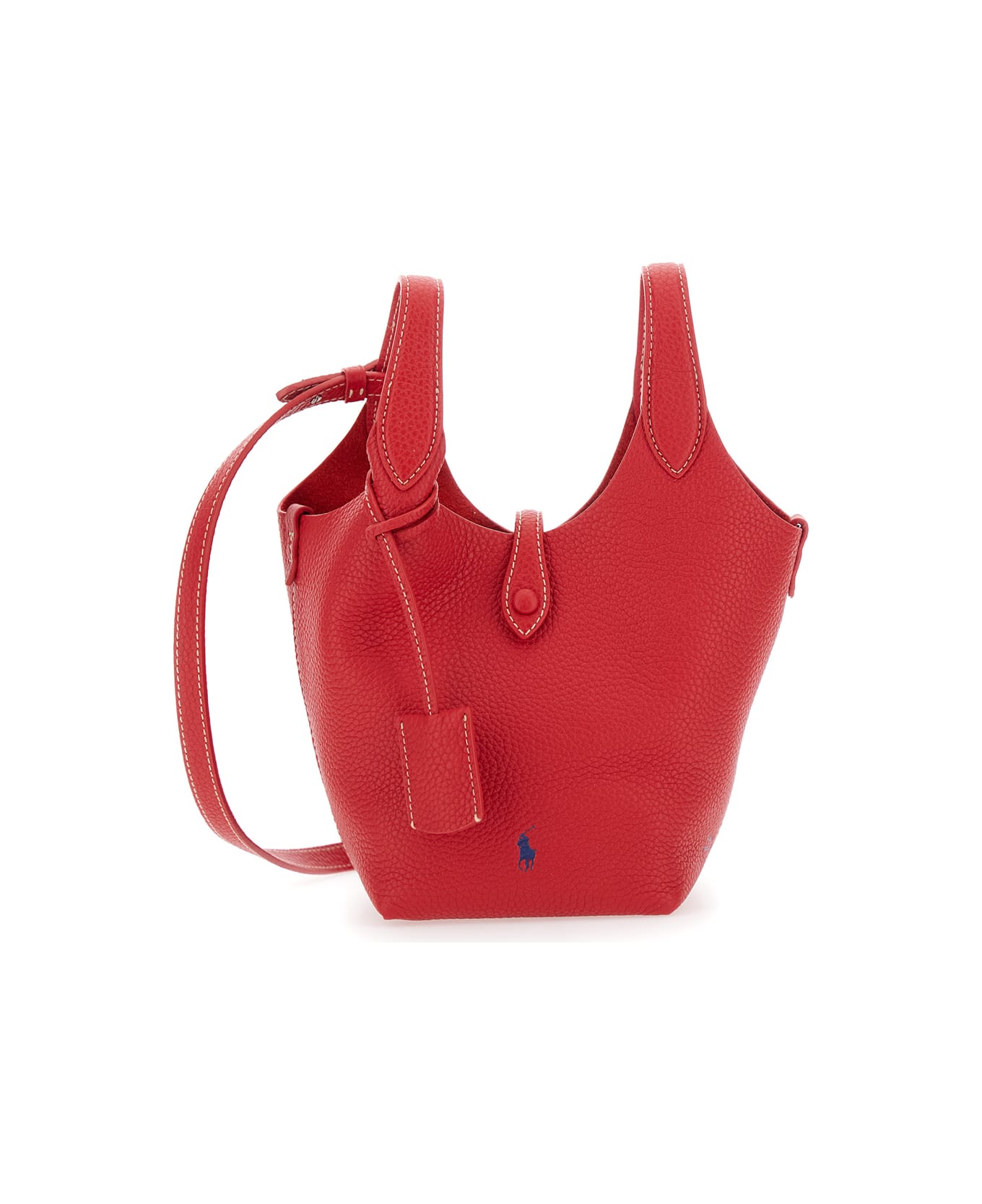 Ralph Lauren 
play
 Red Handbag With Removable Shoulder Strap And Pony Embroidery On The Front In Leather Woman - CHERRY