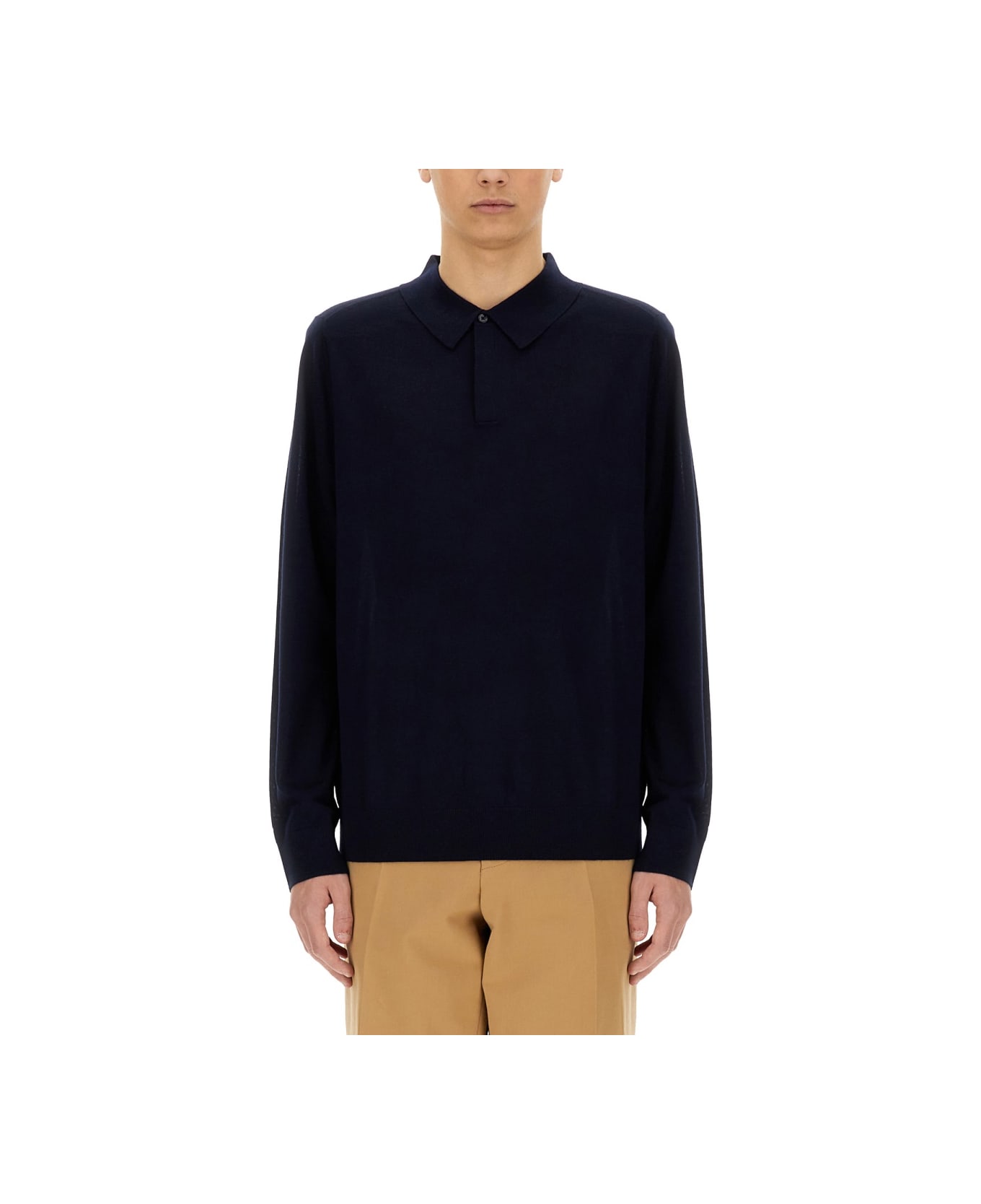 Paul Smith Merino Wool Polo Shirt - BLUE