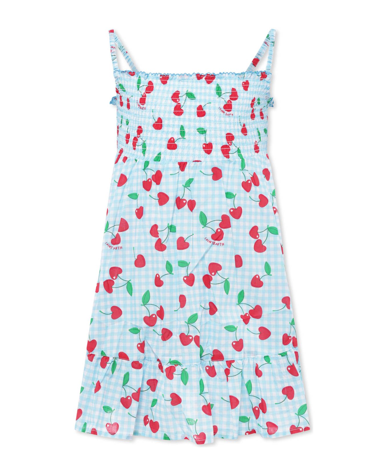 MC2 Saint Barth Light Blue Dress For Girl With Cherries - Light Blue