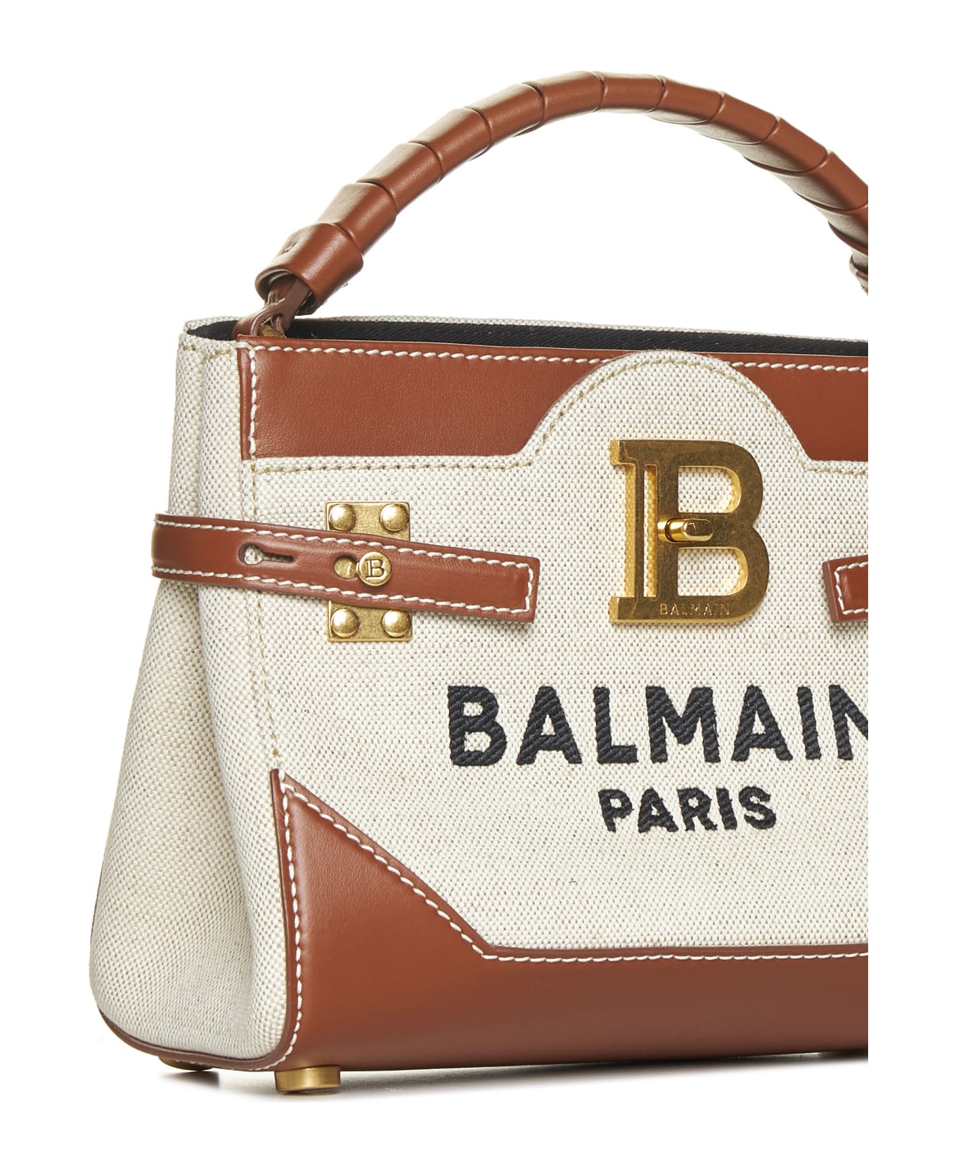 Balmain B-buzz 22 Top Handle Handbag - Naturel/marron