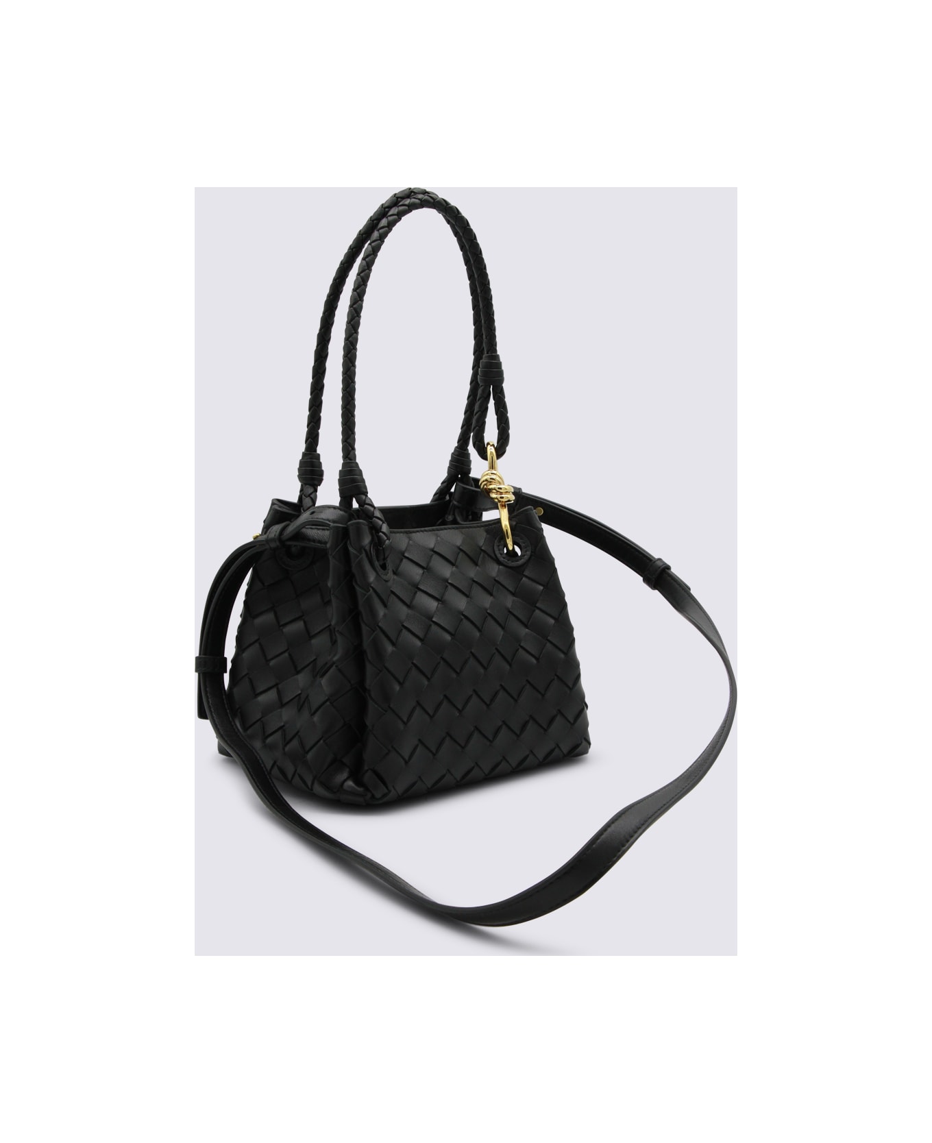 Bottega Veneta Black Leather Bag - BLACK/M BRASS