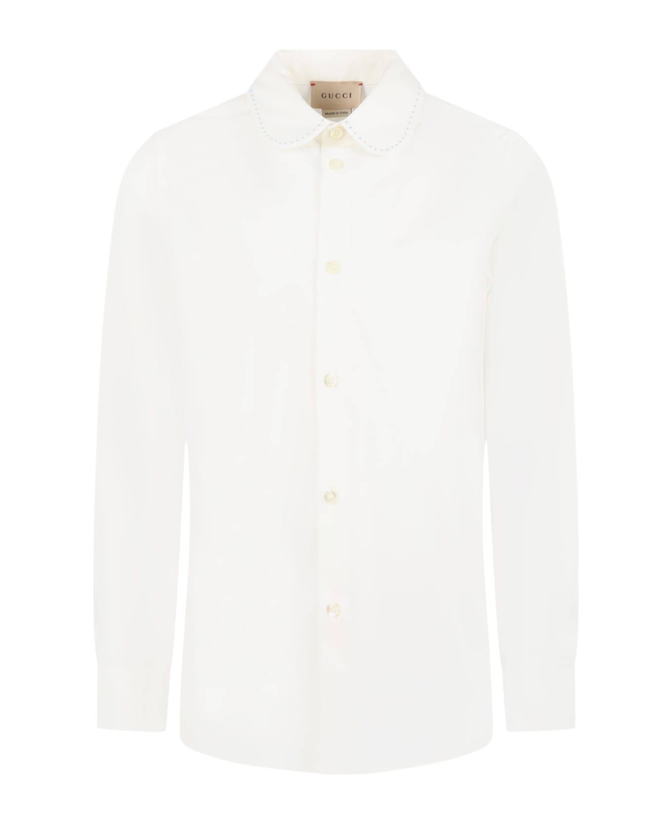 Gucci White Shirt For Boy With Polka Dots - White