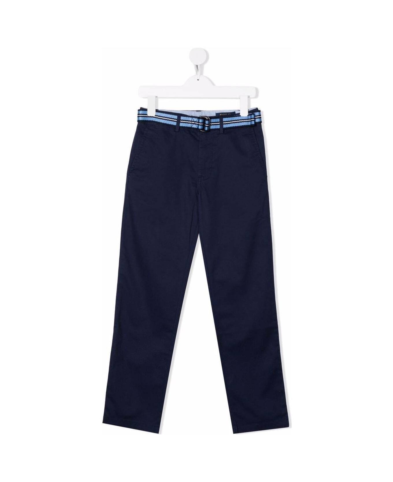 Ralph Lauren Polo Ralph Lauren Kids Boy's Blue Cotton Trousers With Belt - Navy