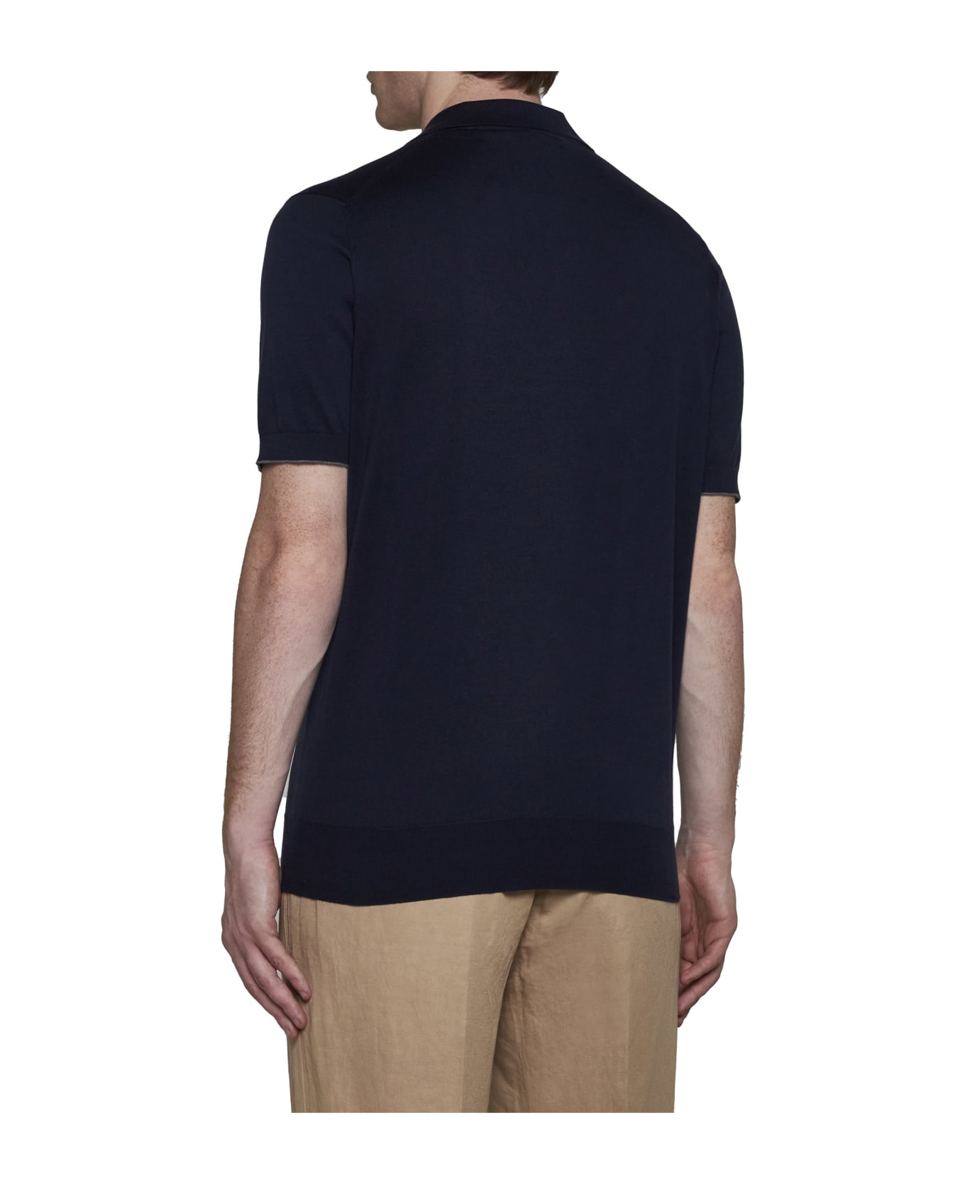 Brunello Cucinelli Cotton Polo Style Sweater - Navy シャツ