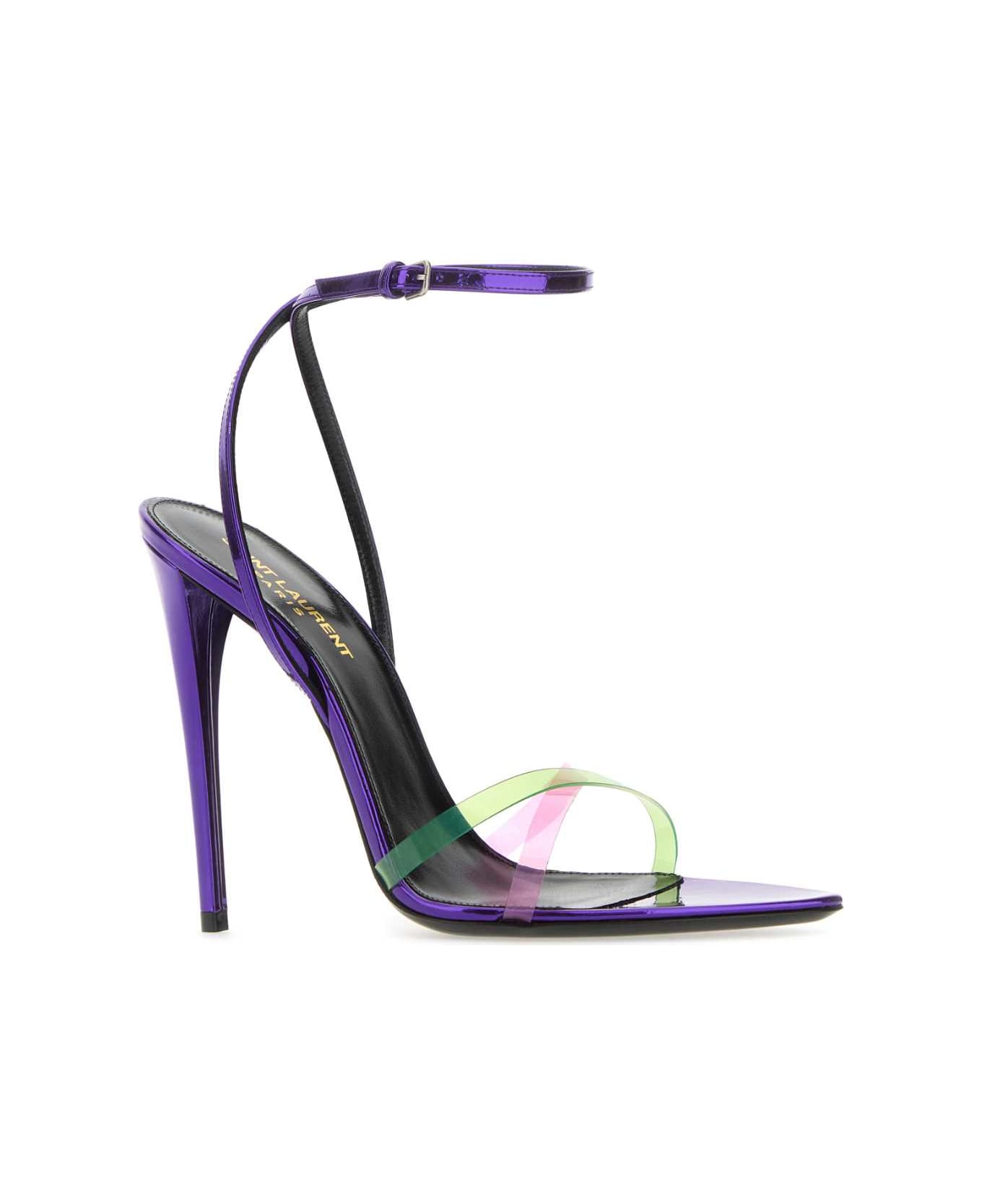 Saint Laurent Two-tone Leather And Pvc Fever 110 Sandals - MEPLUVIORESGREE