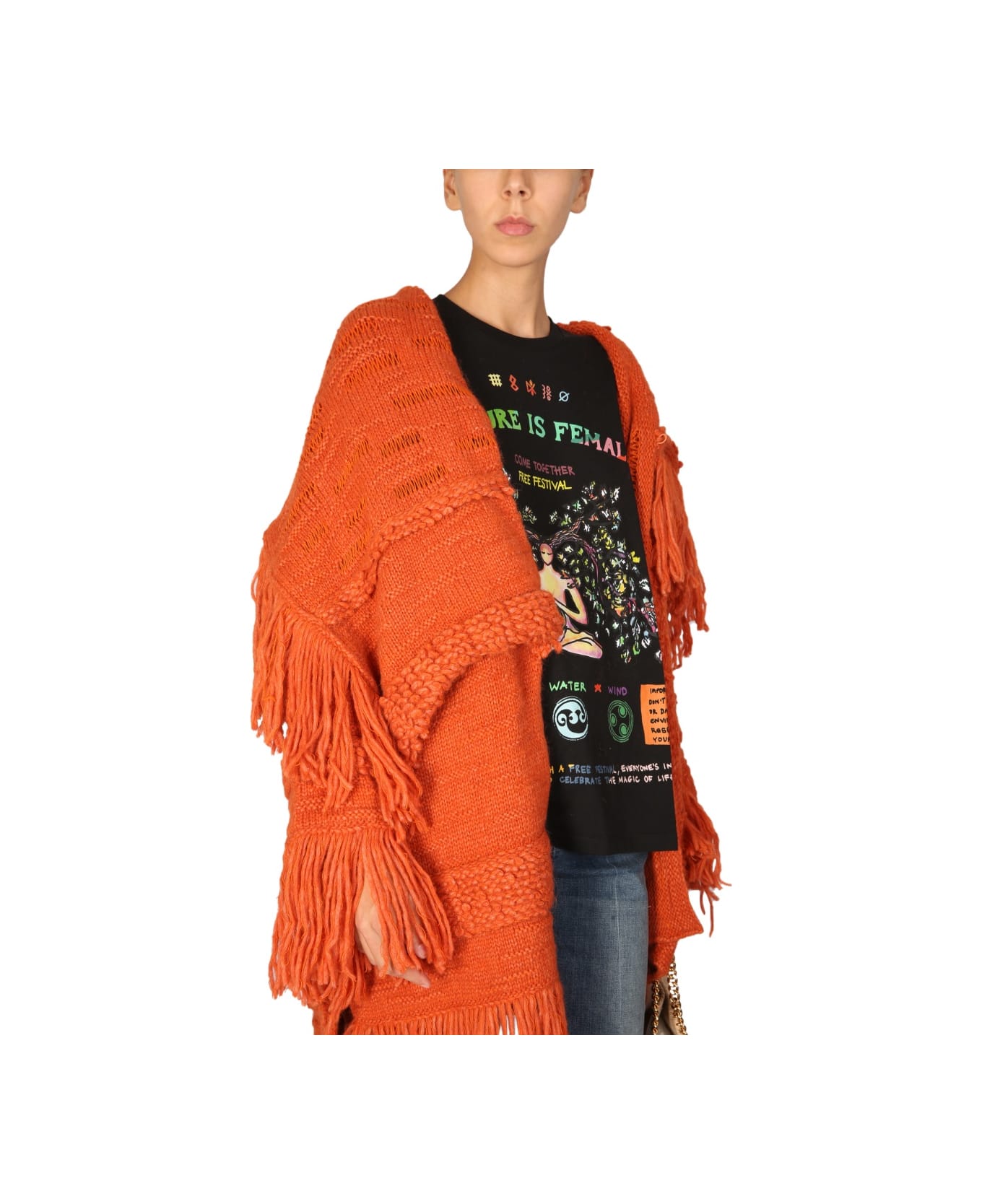 Stella McCartney Knitted Textured Coat - BORDEAUX カーディガン