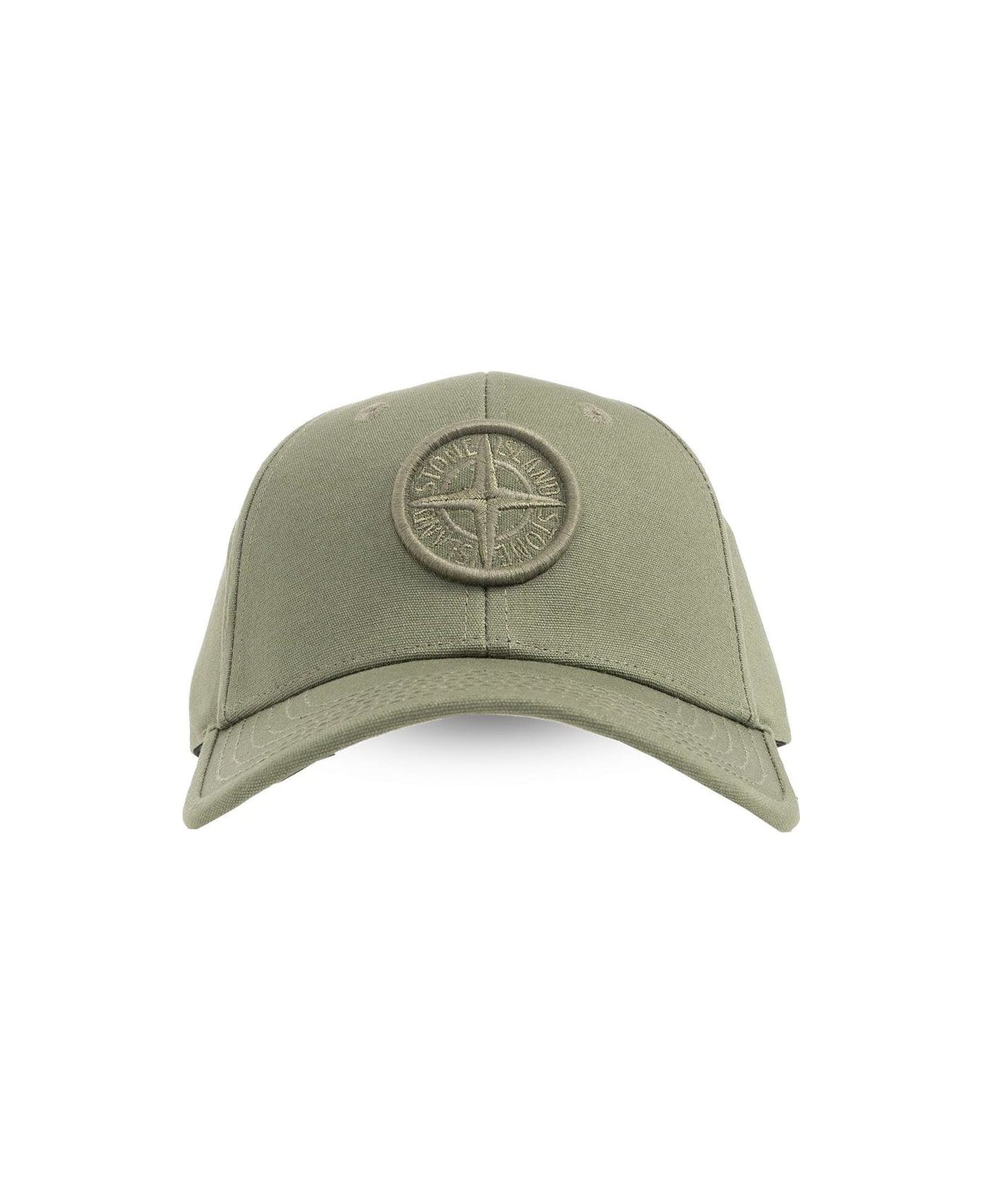 Stone Island Junior Compass-motif Curved Peak Baseball Cap - Olive