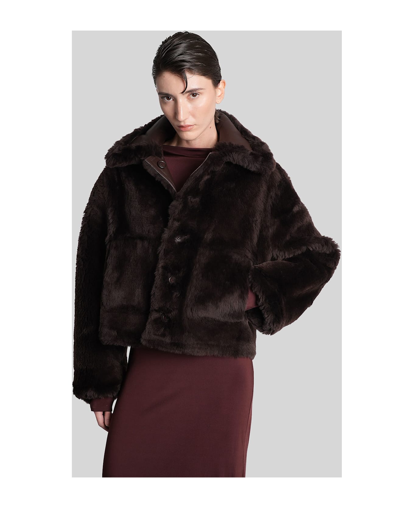 David Koma Leather Jacket In Brown Leather - brown