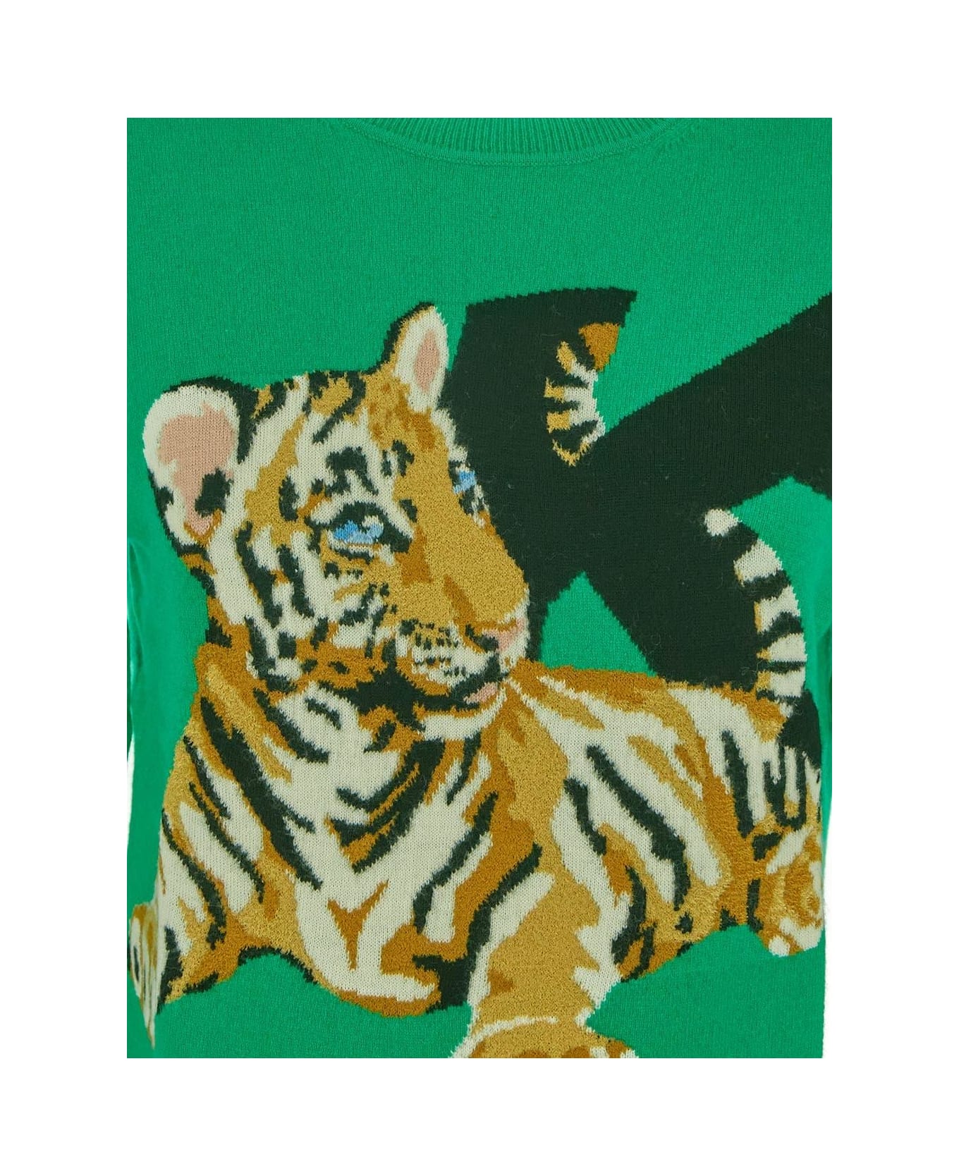 Krizia Tiger Knit Sweater - GREEN