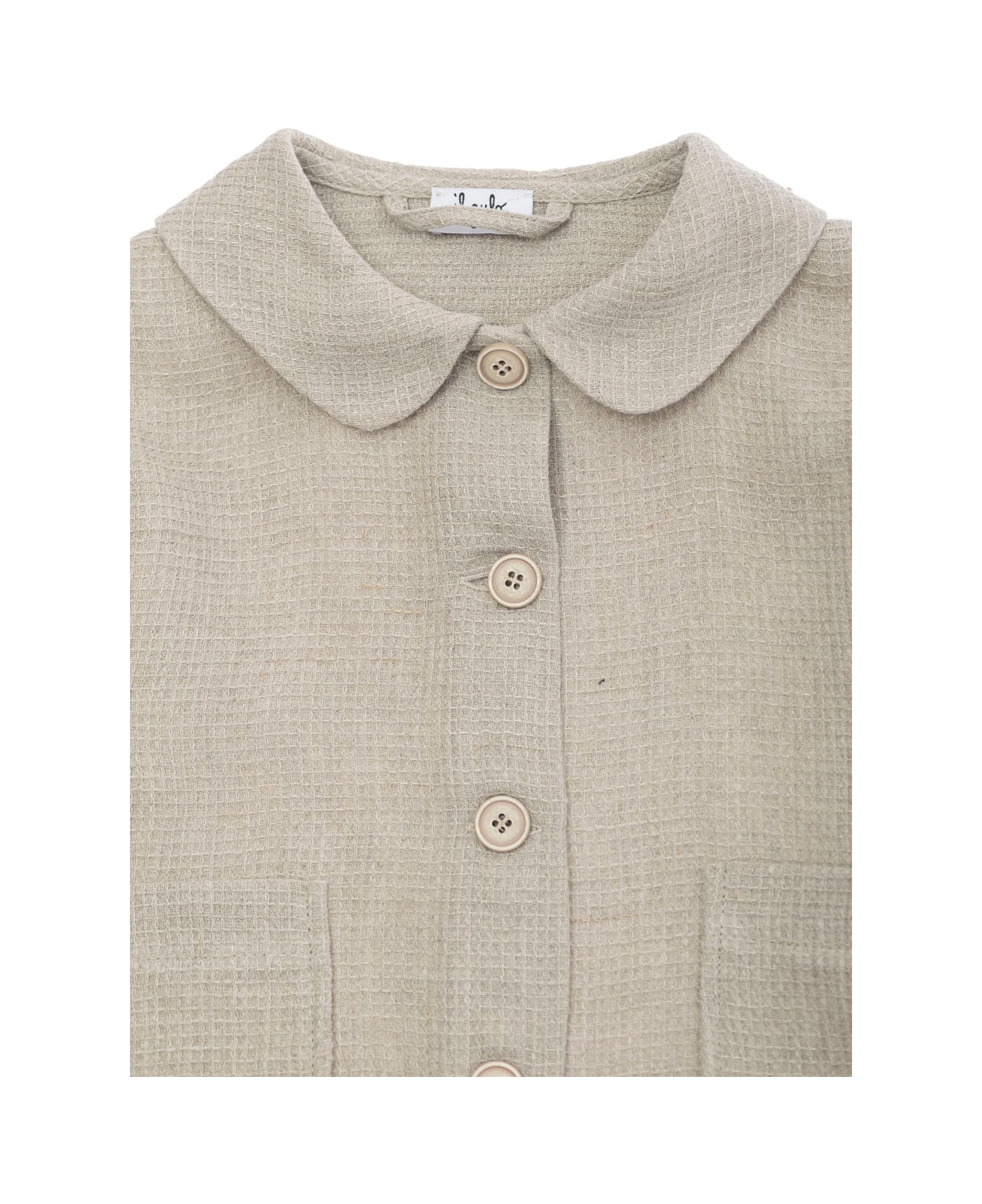 Il Gufo Beige Jacket With Peter Pan Collar And Front Button Closure In Linen Girl - Beige