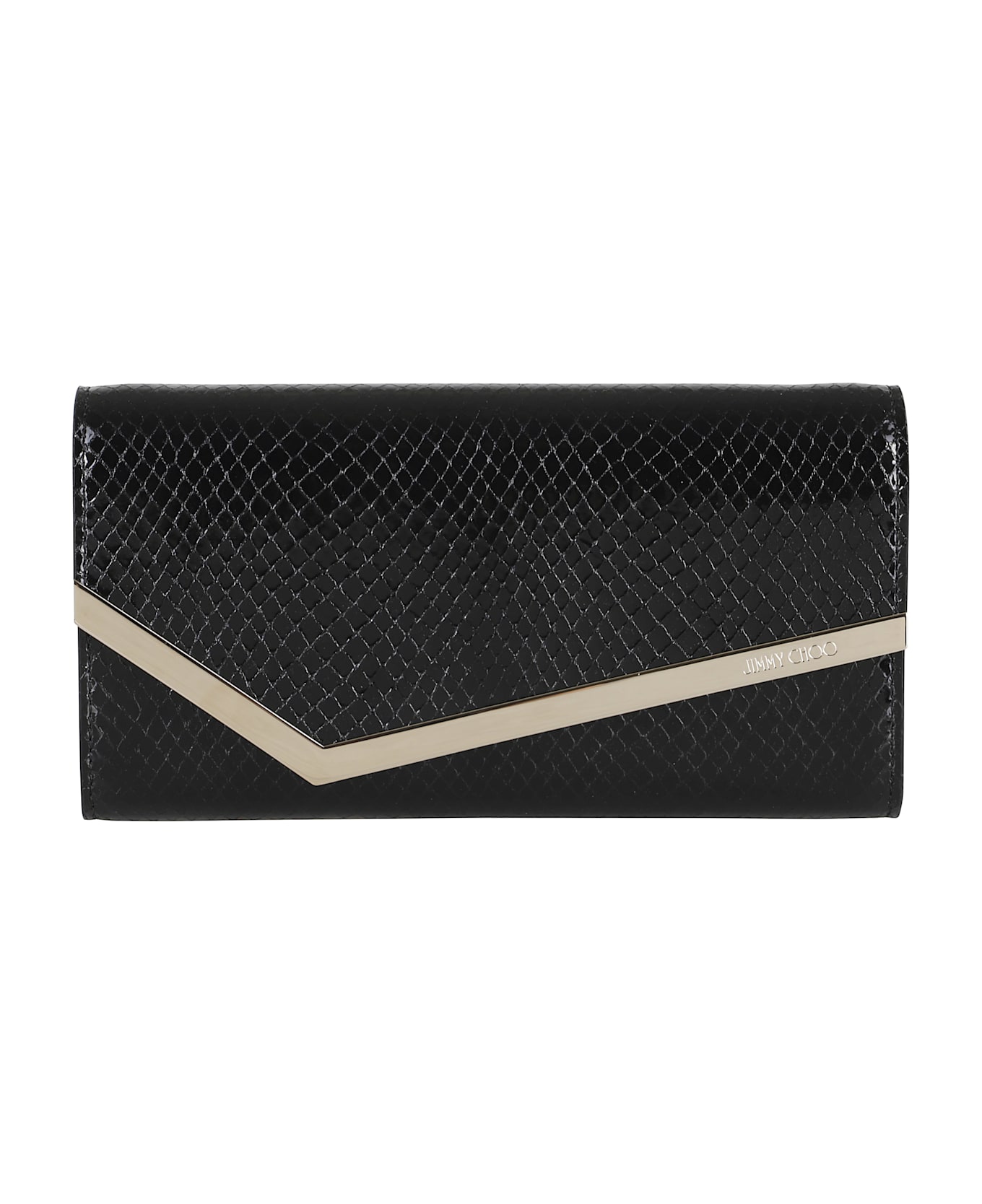 Jimmy Choo Shiny Snaje Printed Leather - Black Light Gold