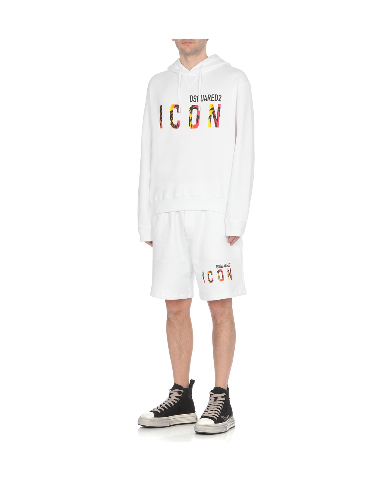 Dsquared2 White Sunset Dsquared2 Icon Hoodie - White フリース