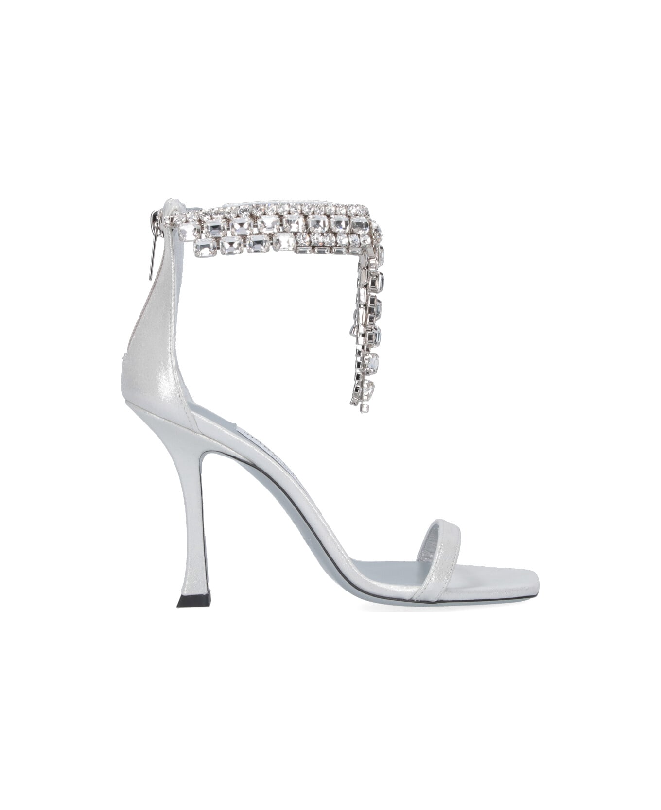 Jimmy Choo Slingback Sandals With Rhinestones "verity 100" - Silver