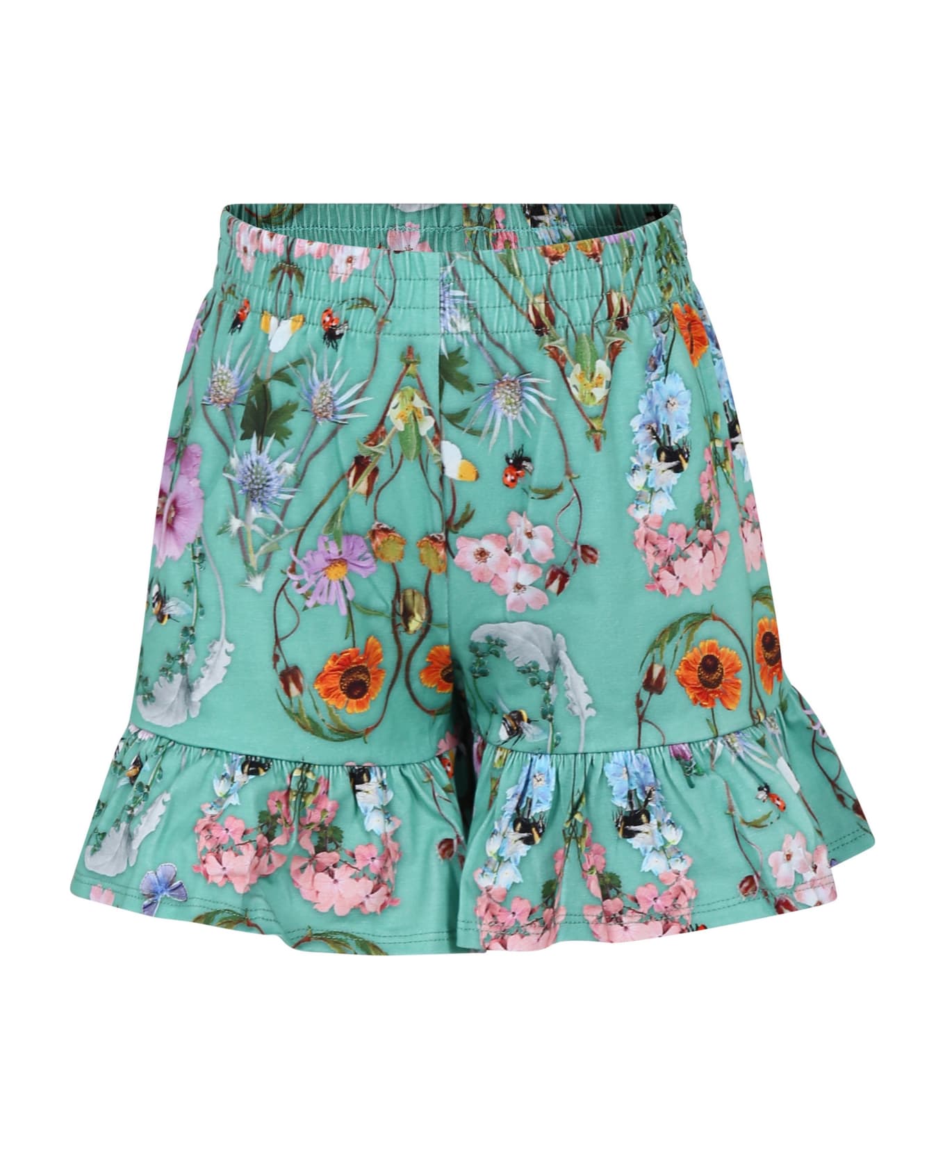 Molo Green Casual Shorts For Girl - Green ボトムス