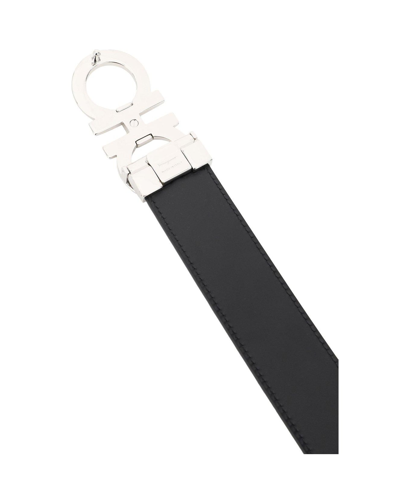 Ferragamo Reversible Gancini Embossed Belt - BLACK ベルト