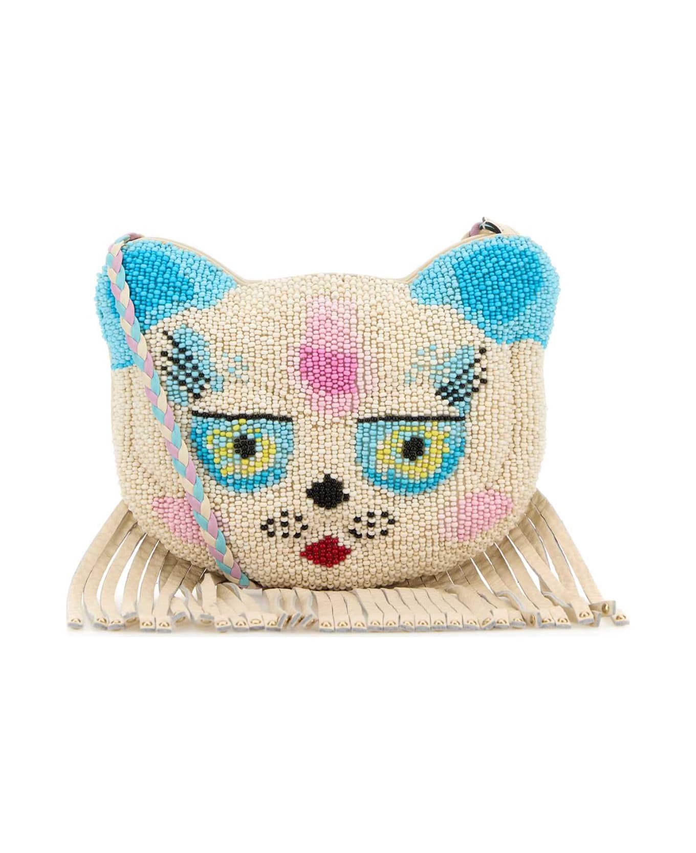 Valentino Garavani Embellished Leather Le Chat De La Maison Crossbody Bag - MULTICOLORBUTTERWHITELIGHTIVORY