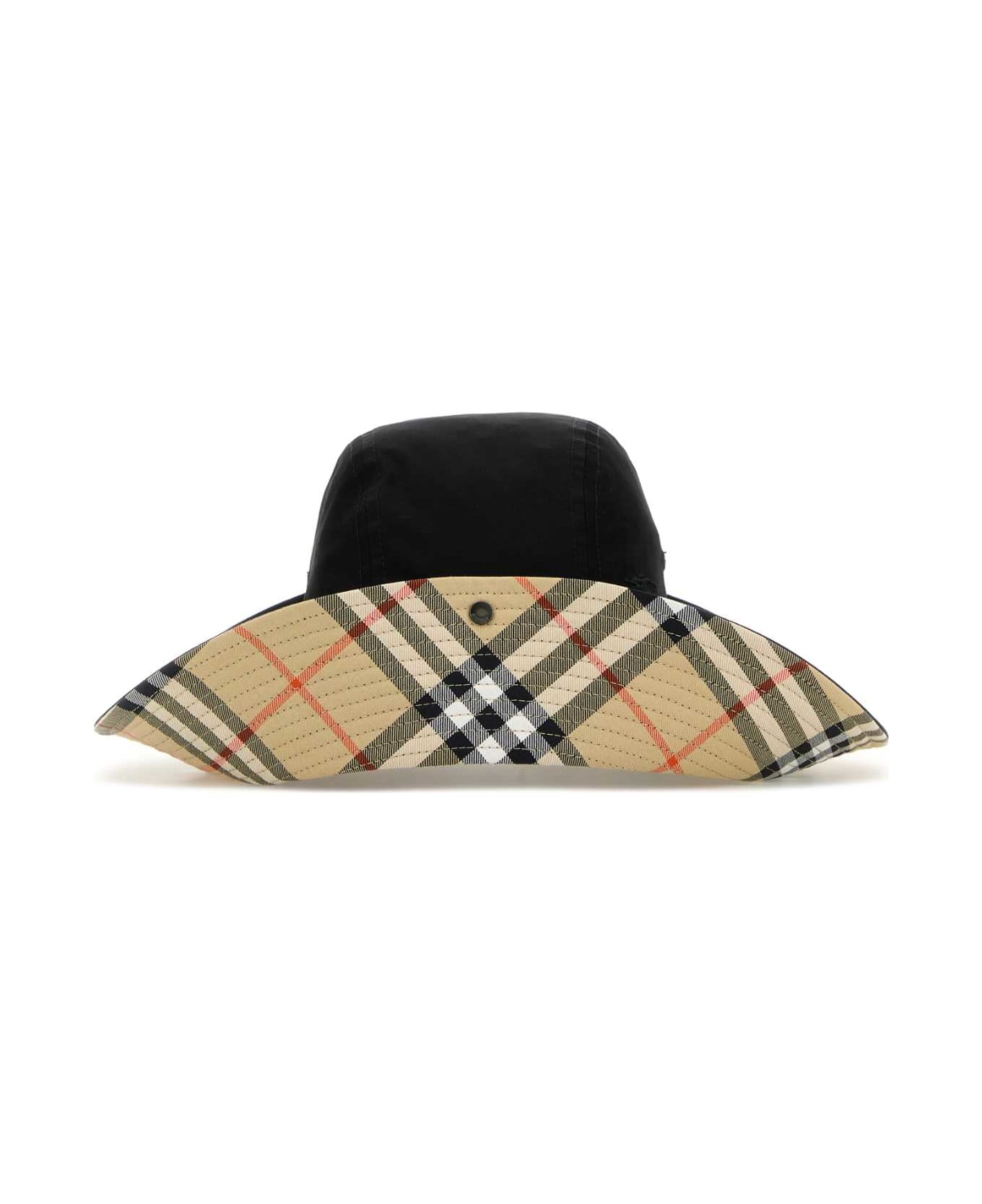 Burberry Black Cotton Bucket Hat - BLACK