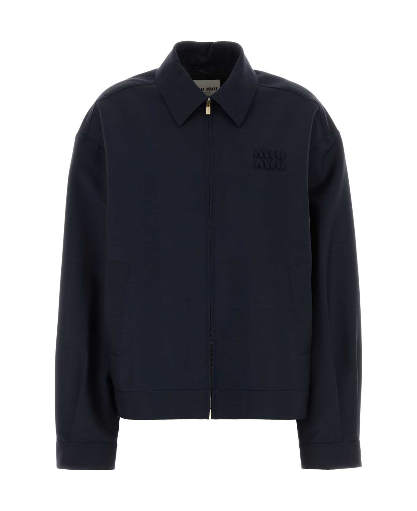 Miu Miu Navy Blue Mohair Blend Jacket - NAVY