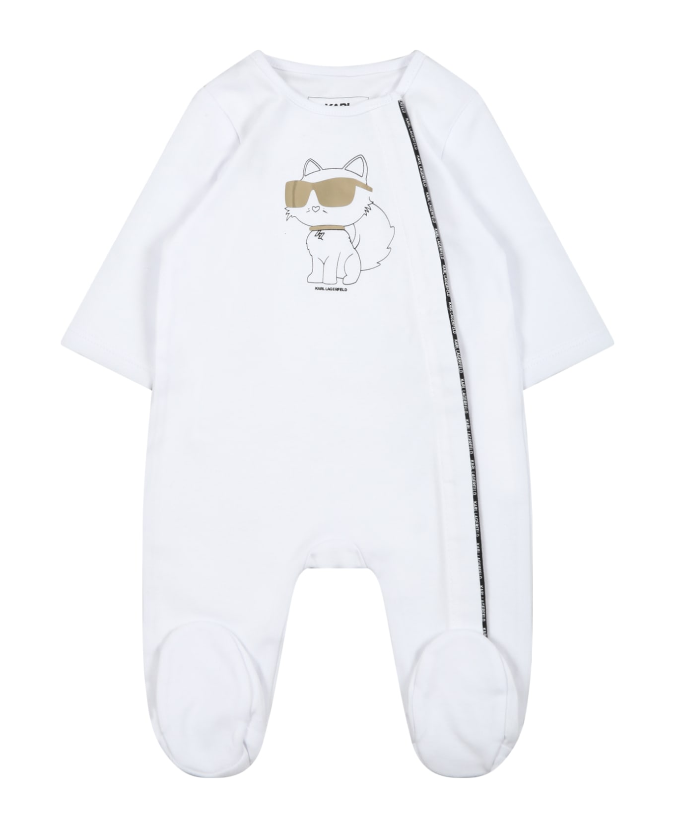 Karl Lagerfeld Kids White Set For Baby Girl With Choupette And Logo - White