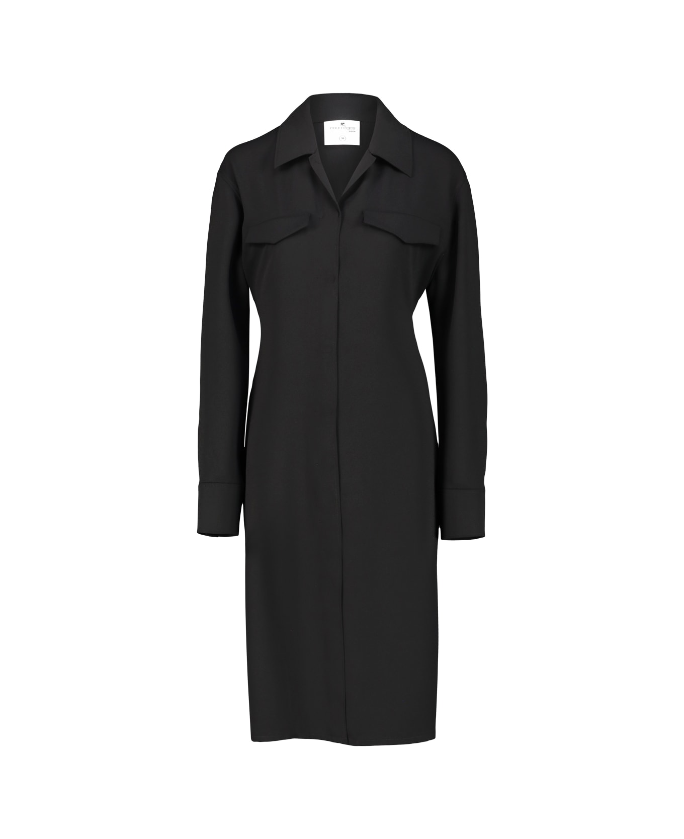 Courrèges Shirt Dress In Crepe - Black
