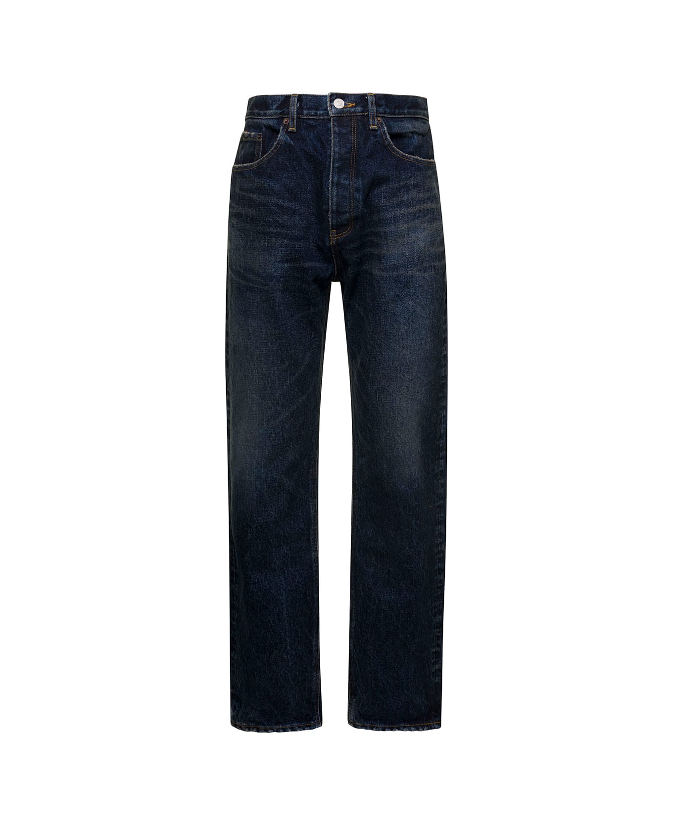 Balenciaga Blue 5-pocket Jeans With Logo Patch In Cotton