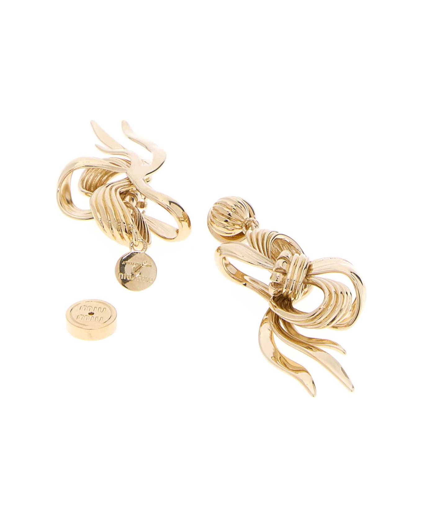 Miu Miu Gold Metal Earrings - ORO