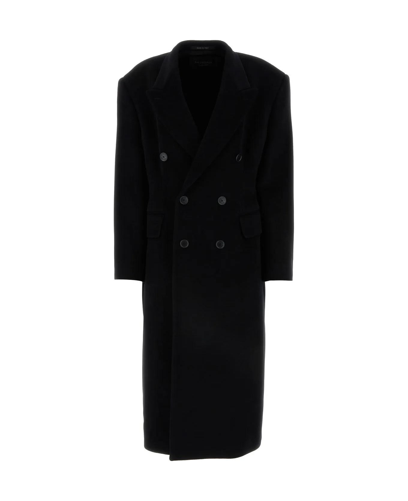 Balenciaga Black Cashmere Blend Oversize Cinched Coat - Black