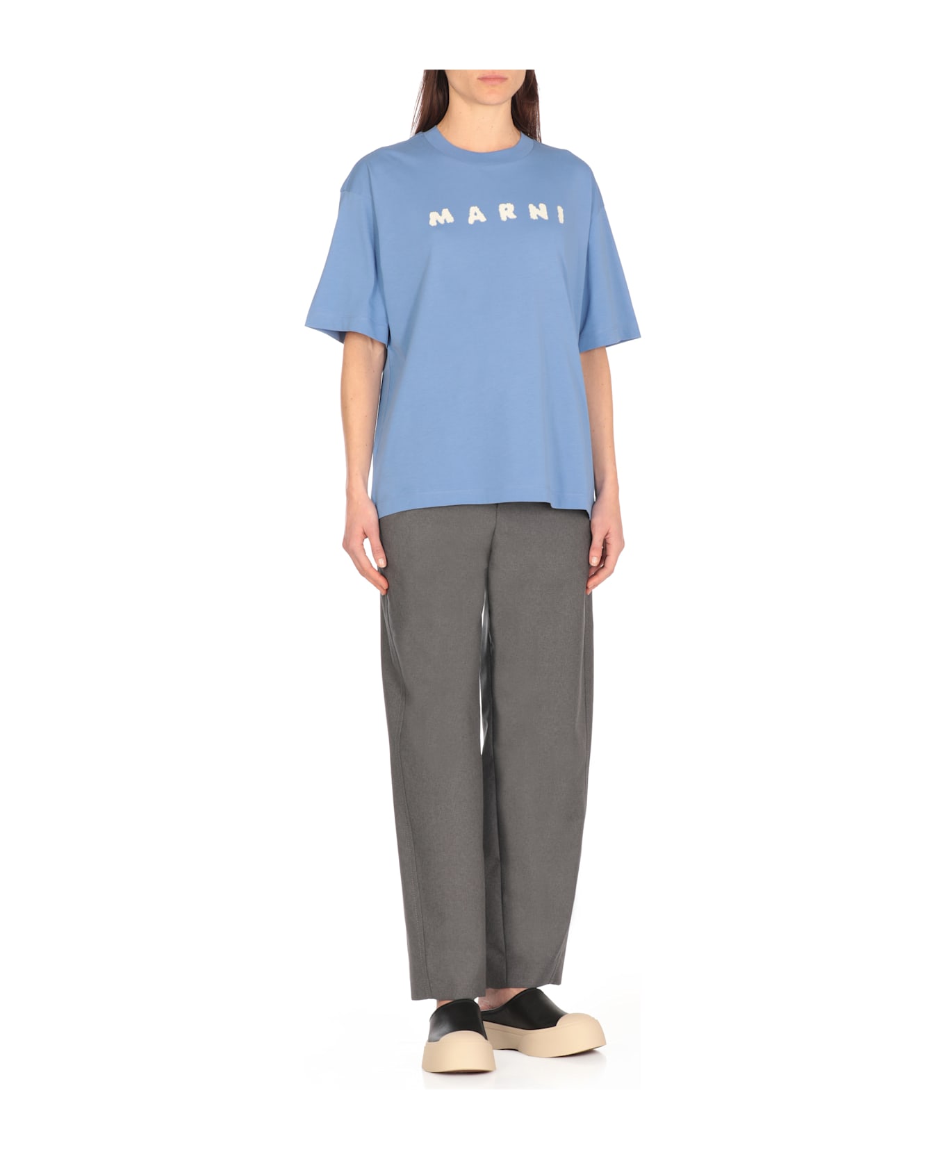Marni Cerulean Blue Cotton T-shirt - Light Blue