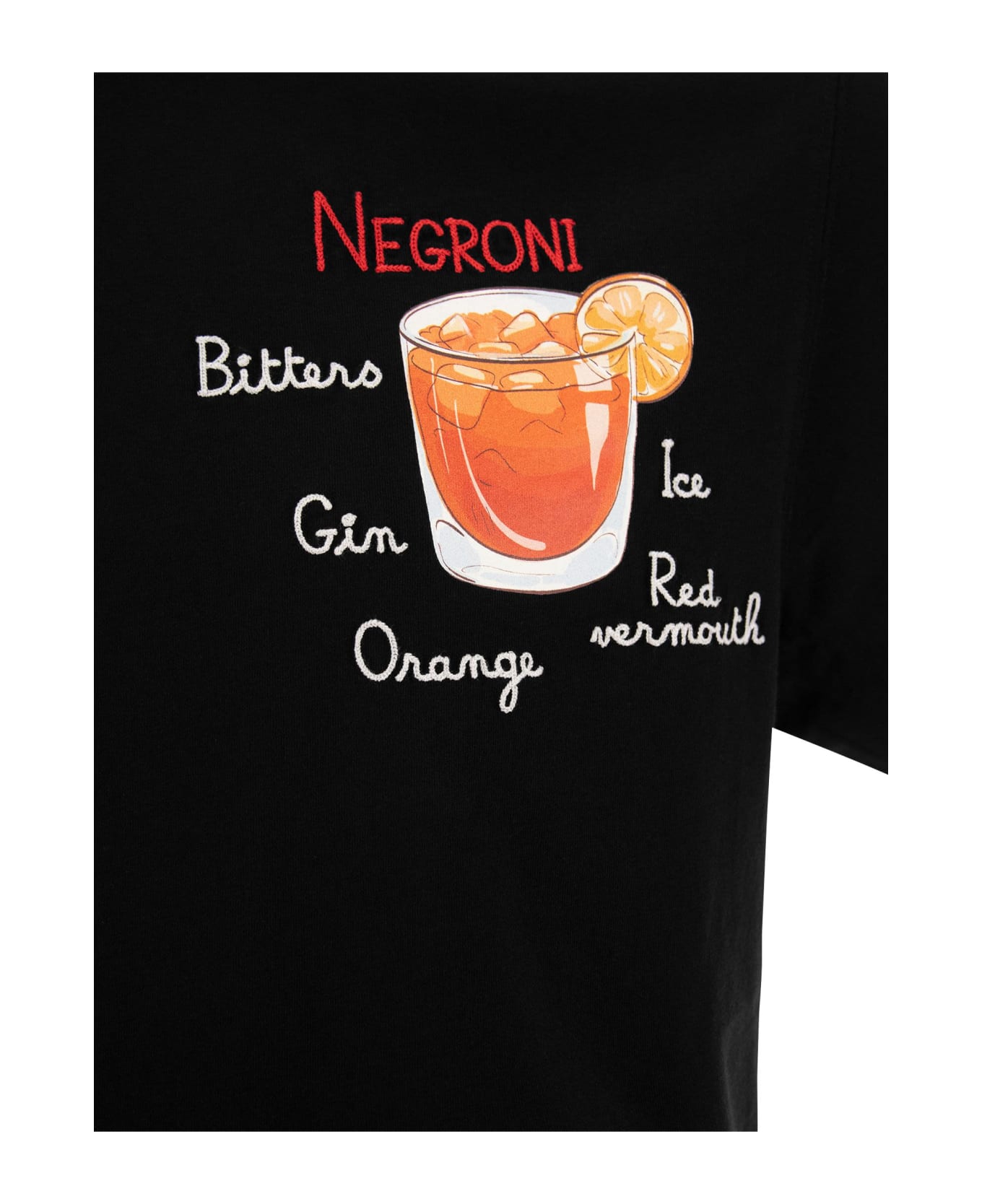 MC2 Saint Barth Cotton T-shirt With Negroni Print - Black