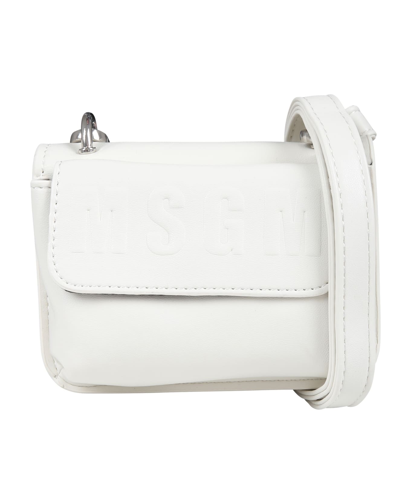 MSGM Ivory Bag For Girl With Logo - White