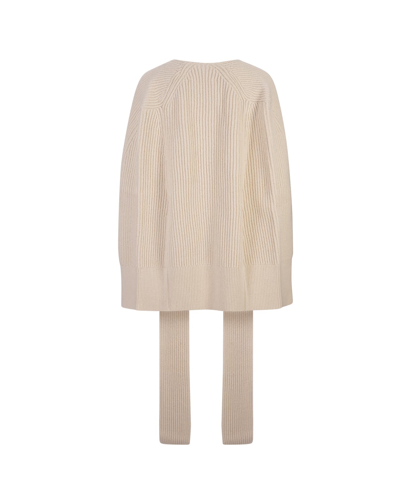 Jil Sander Ribbed Structured Cape In Coconut White - White