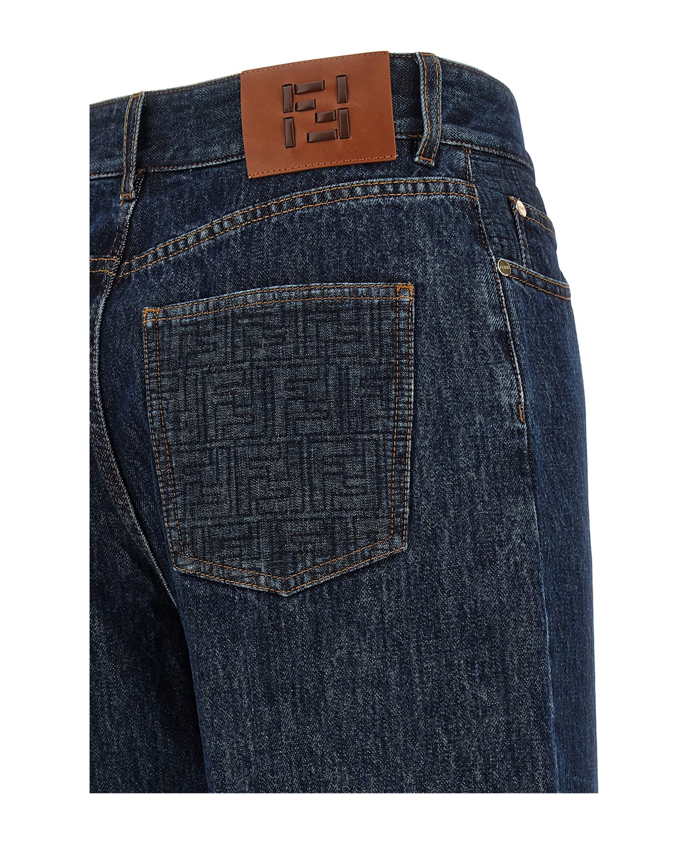 Fendi 'ff' Padded Jeans - Blue