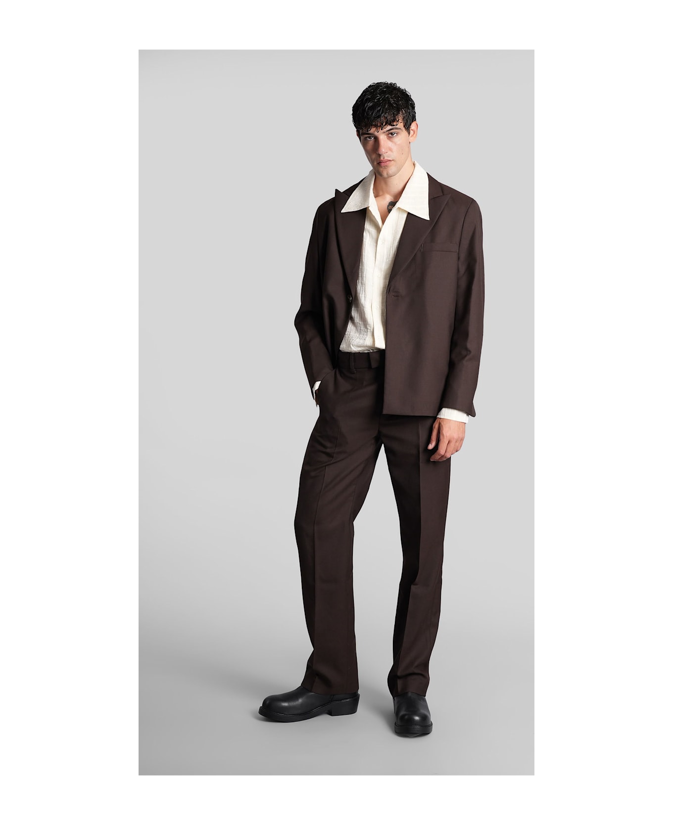 Séfr Seydou Blazer In Brown Wool - brown