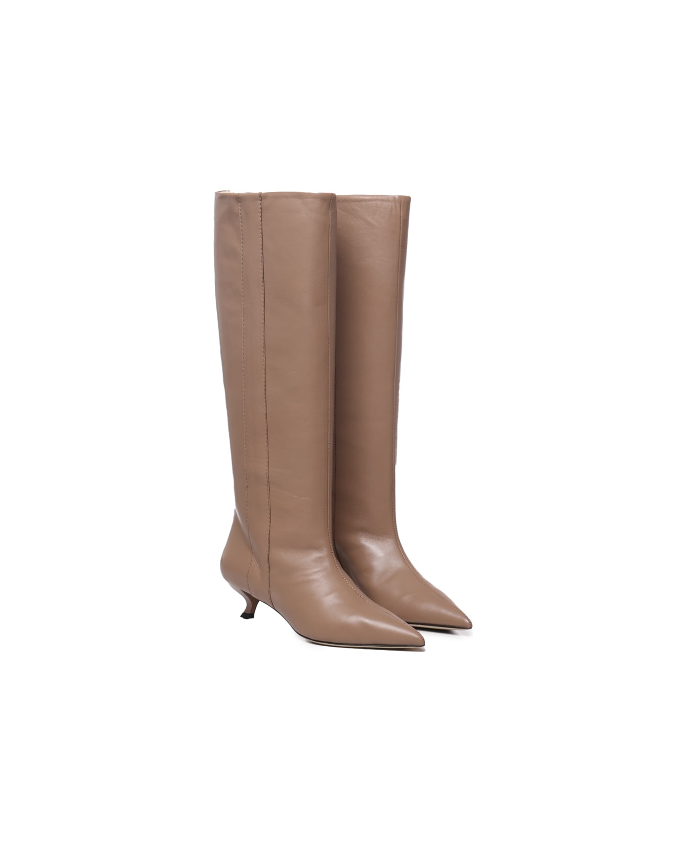 Alchimia Low Heel Leather Boots - Nude