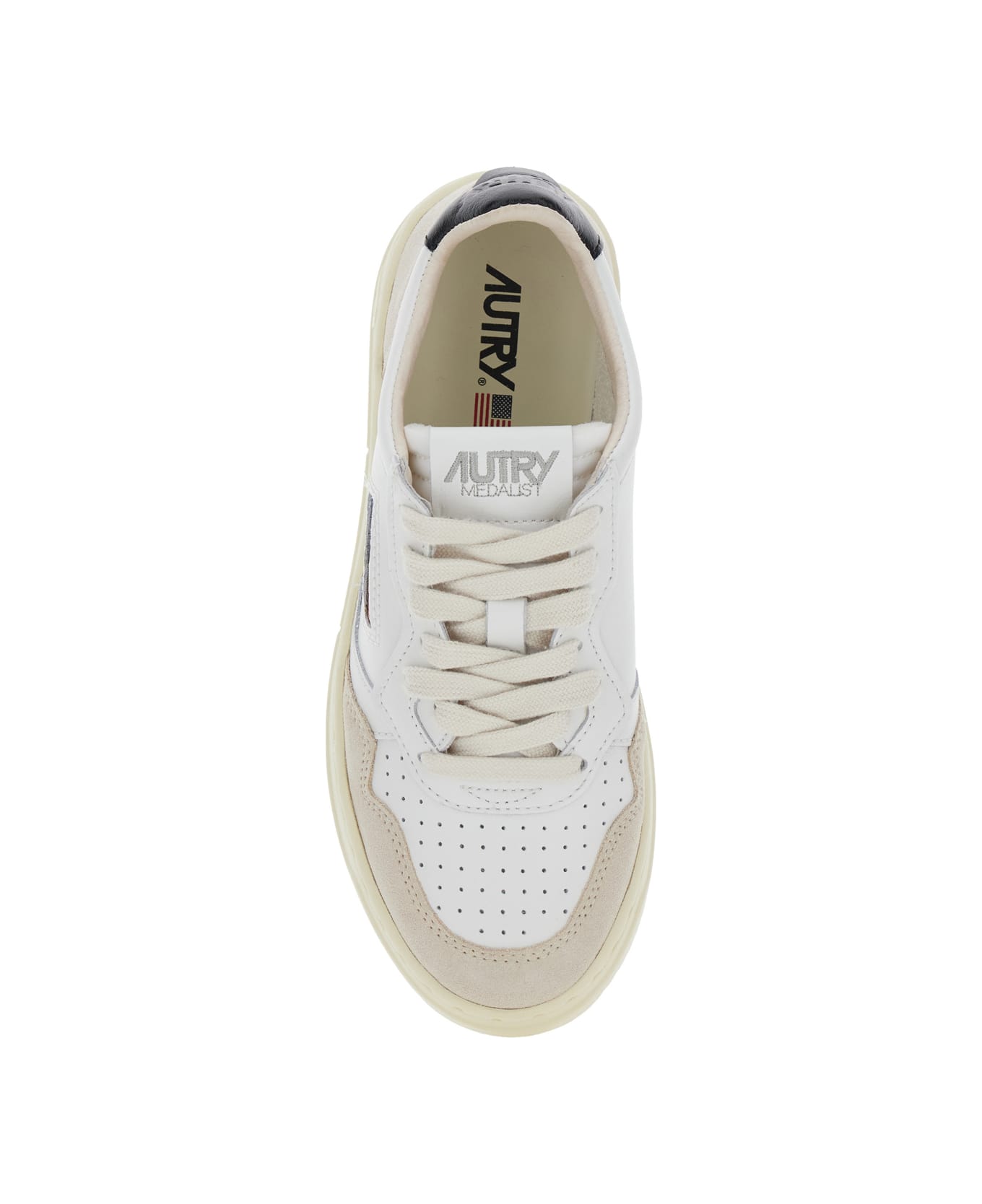 Autry 'medalist Low' White Sneakers With Logo Detail And Heel Tab In Leather Woman - White